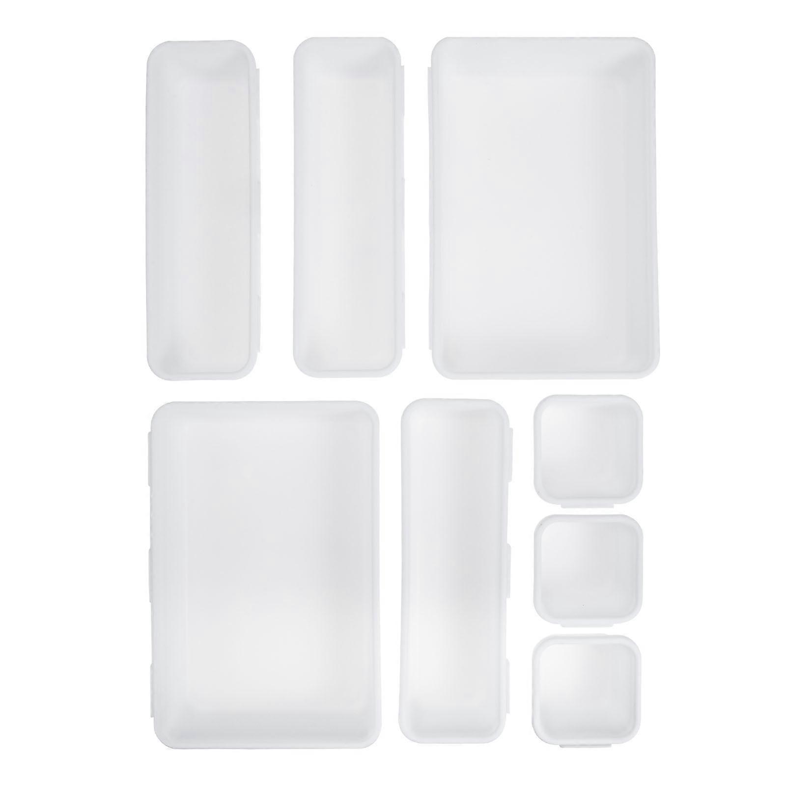 Desk Drawer Box for Storage 2Sets White Plastic Cosmetic Organizer