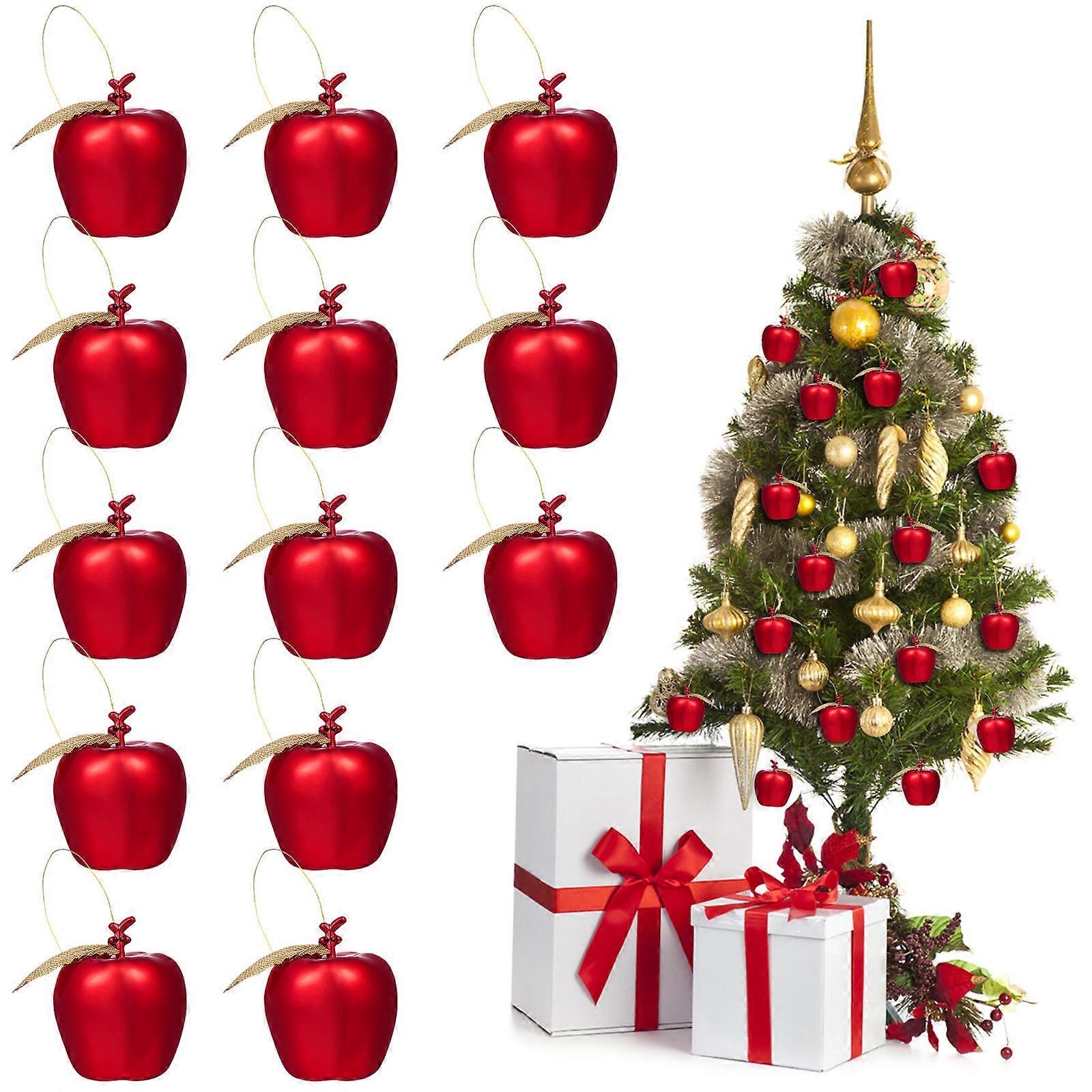 Christmas Tree Ornaments Apple Shape Plastic Hanging Decorations 72Pcs