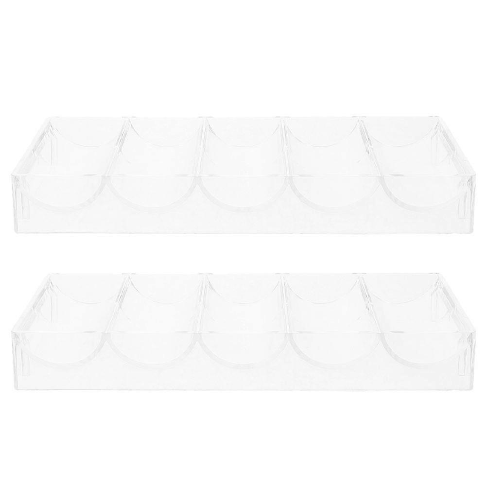 Transparent Poker Chip Case Acrylic Organizer for Storage 2Pcs Multi-Grid Tray