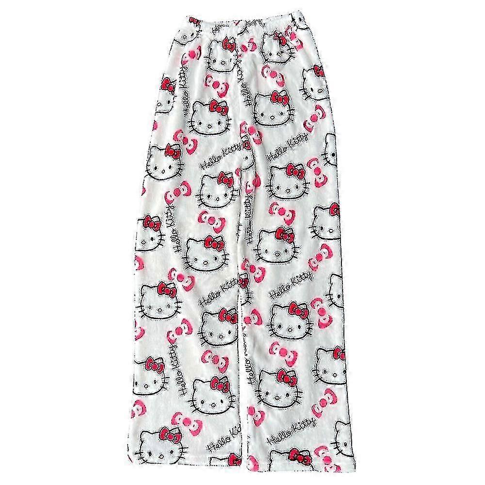 halloween sanrio hello kitty pyjamas byxor unisex höst vinter varm flanell nattkläder trendig pumpa y2k tecknad hem kläder - DSW