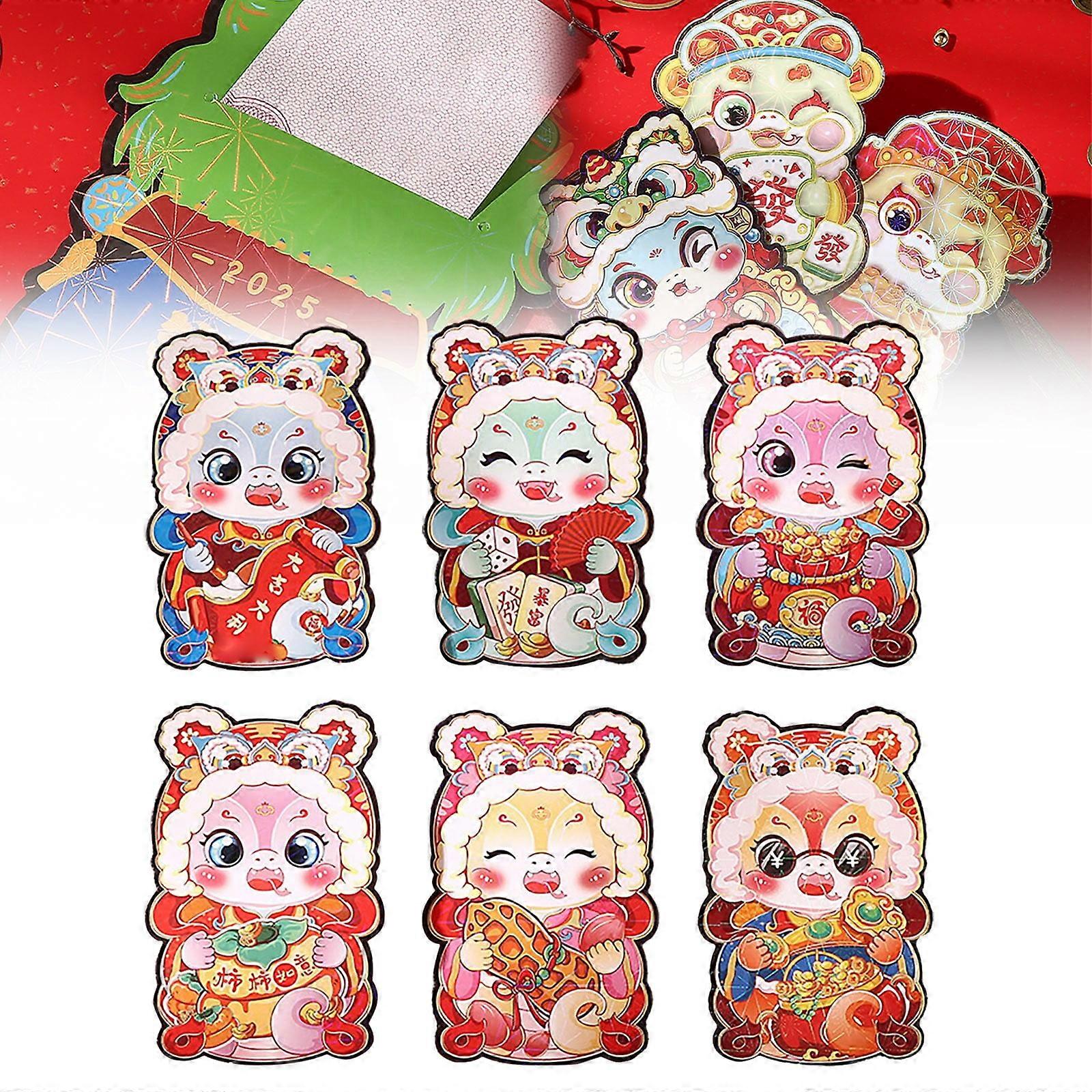 New Red Packet for the Year of the Snake 6pcs Red Envelopes Chinese New Year Envelopes For 2025 New Year 6 Designs Cute