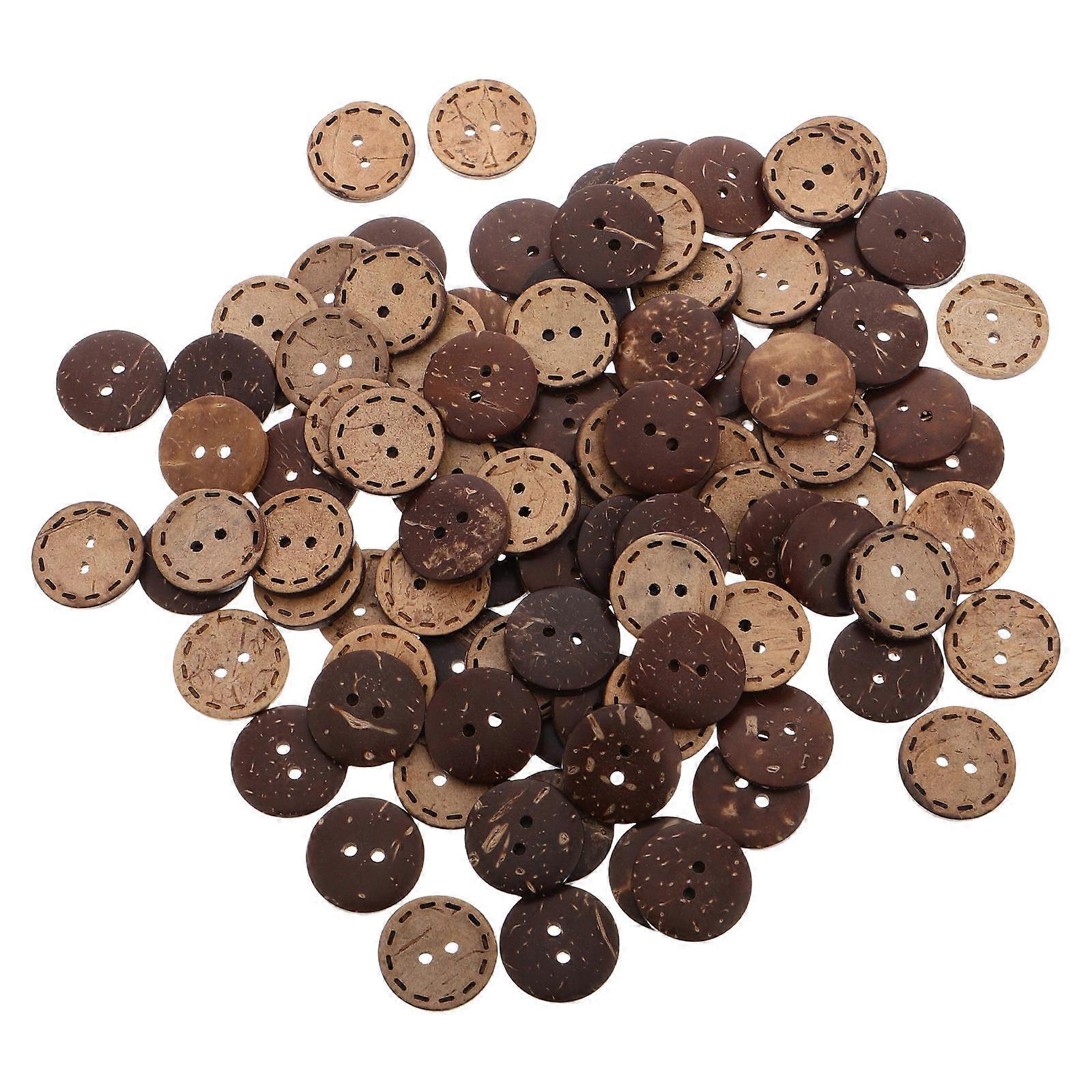 Coconut Shell Buttons for Crafting 100Pcs Natural Two Hole Round Buttons