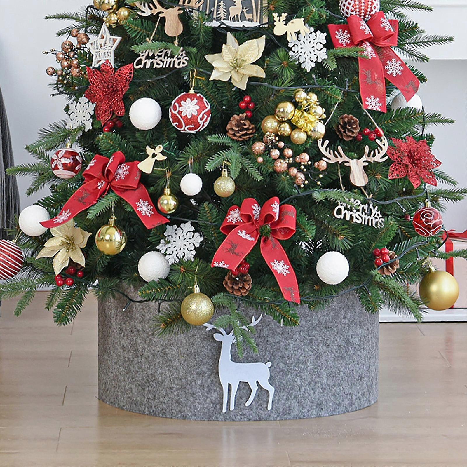Christmas Tree Collar, 47.2" Retro Simple Skirt Compatible with Artificial Trees, Rustic Winter Holiday Decoration