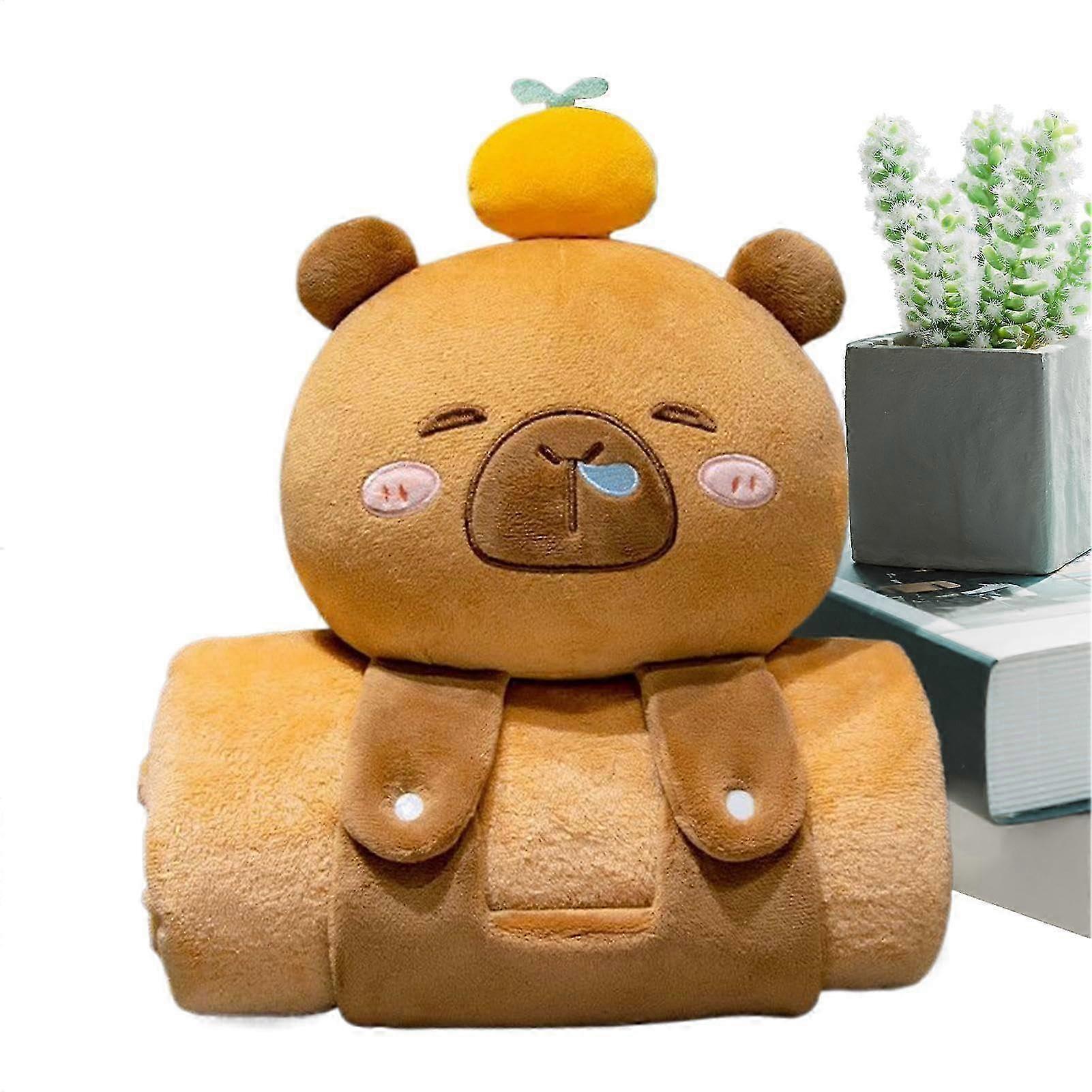 Capibara Manta Nap Mat for Kids, Soft Portable Blanket in Capybara Shape, Ideal for School, Office, and Travel Use