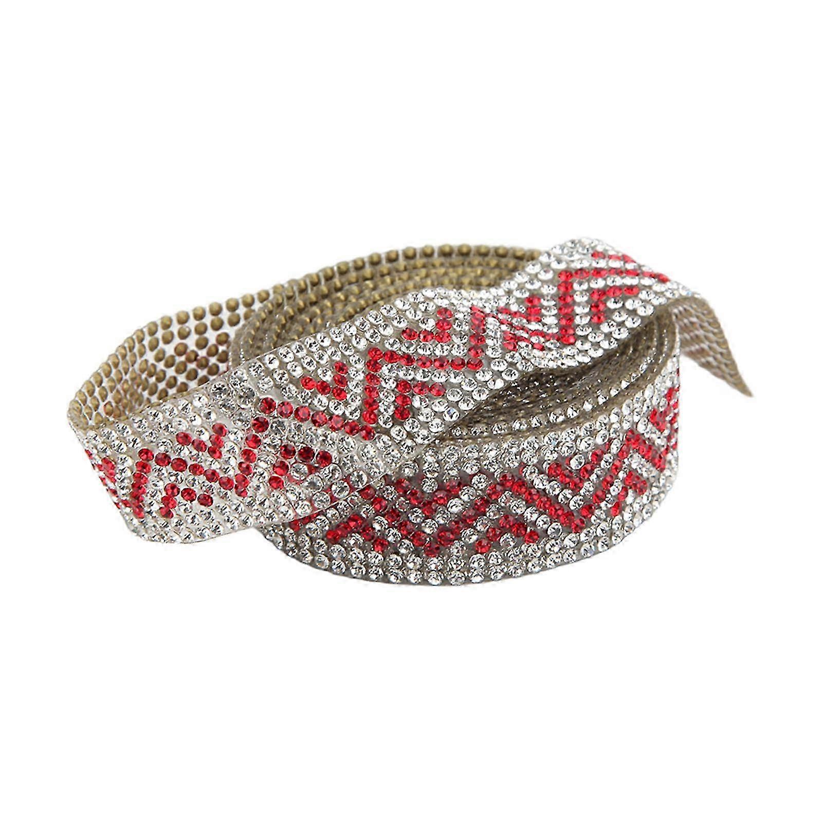 2025 Rhinestone Chain 2 Yards 2cm Width Shiny Gloss Colours Texture DIY Crafts Ribbon for Wedding PartyRed