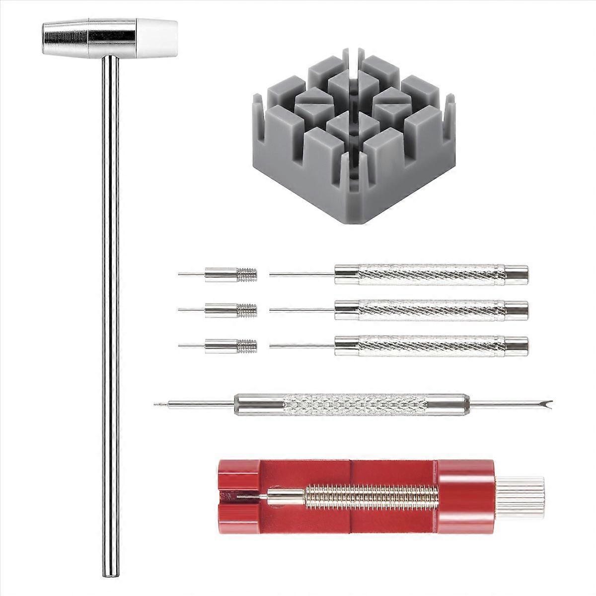 11Pcs/Set Watch Repair Link Remover Tool Hammer Pins Strap Tool Kit
