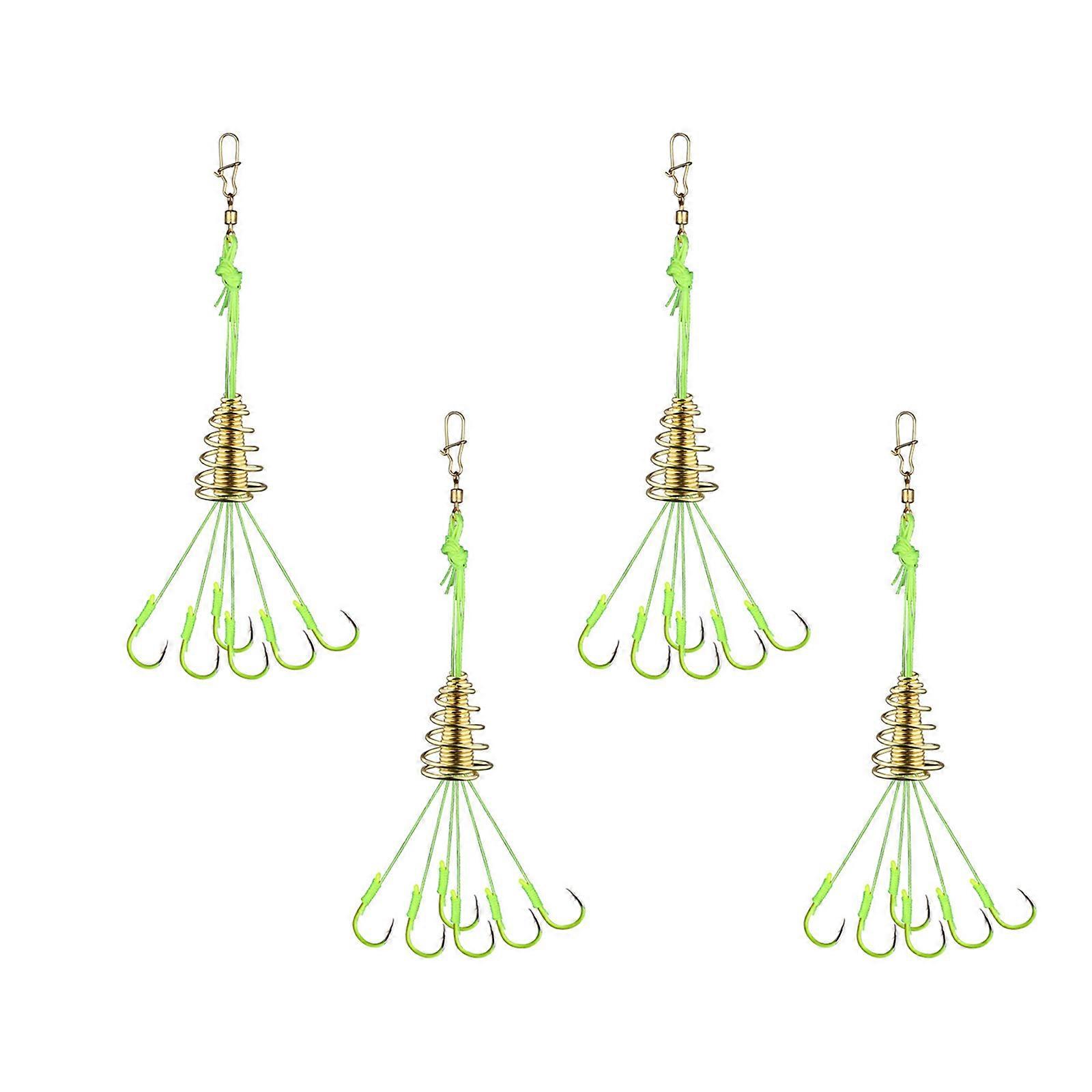 4Pcs Fishing Explosions Hook Spherical Trap Feeder Hanging Fishhooks Spring Lures Green Line Hook Easy to Install Multicolor