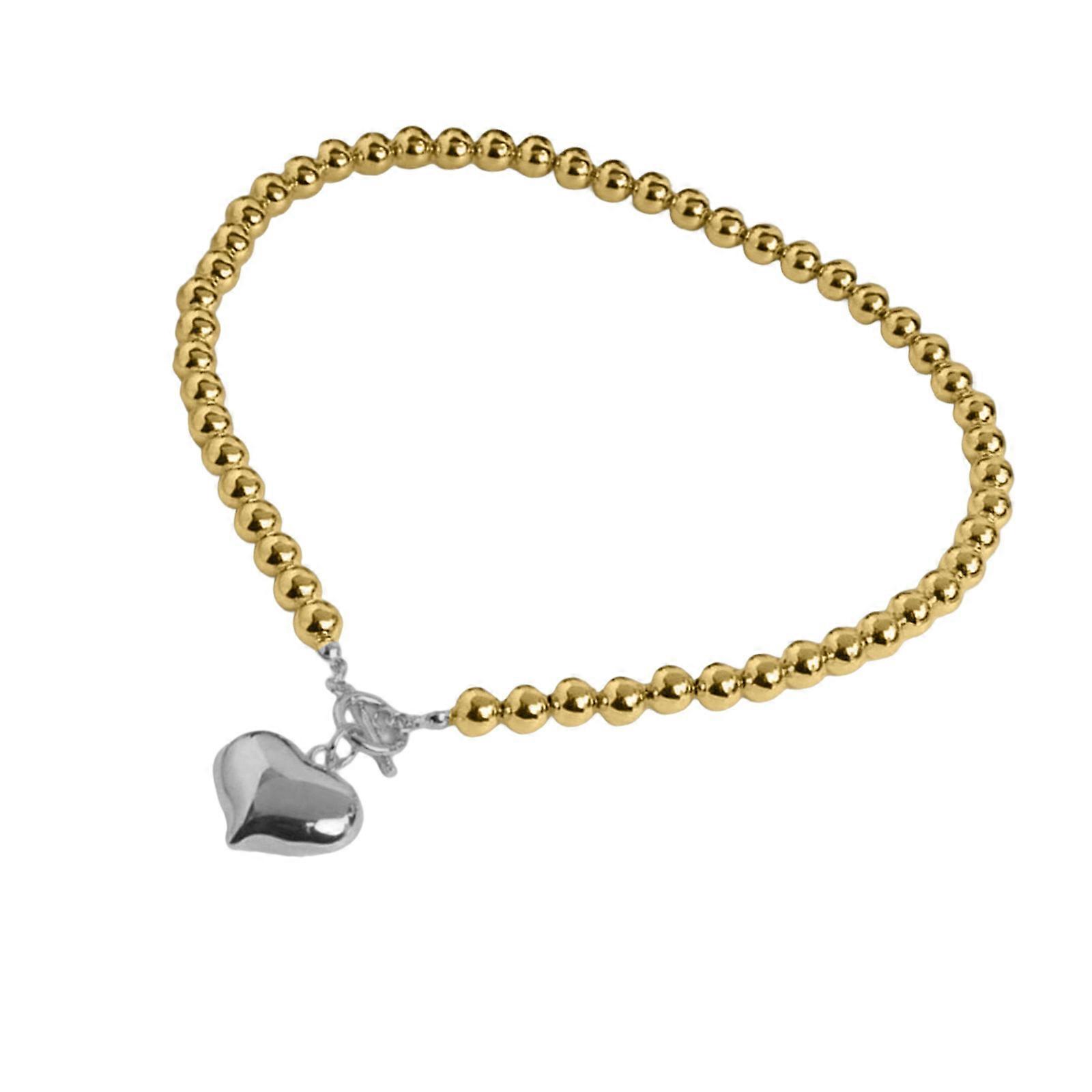 Multi Color Alloy Heart Pendant Necklace Trendy Layering Bead Design Collarbone Chain Perfect For Outfit Styling  Silver