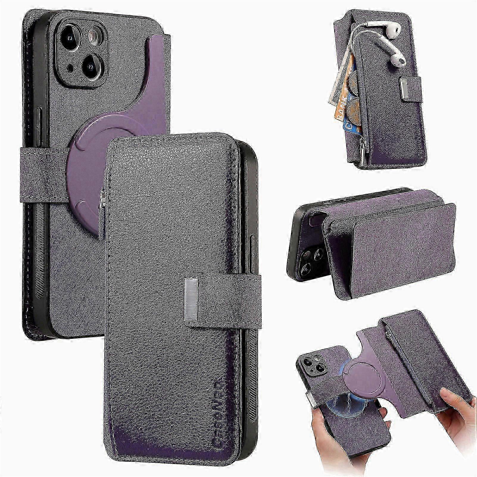 For iPhone Case Anti-theft Brush Magnetic Removal iPhone 15 Leather Case