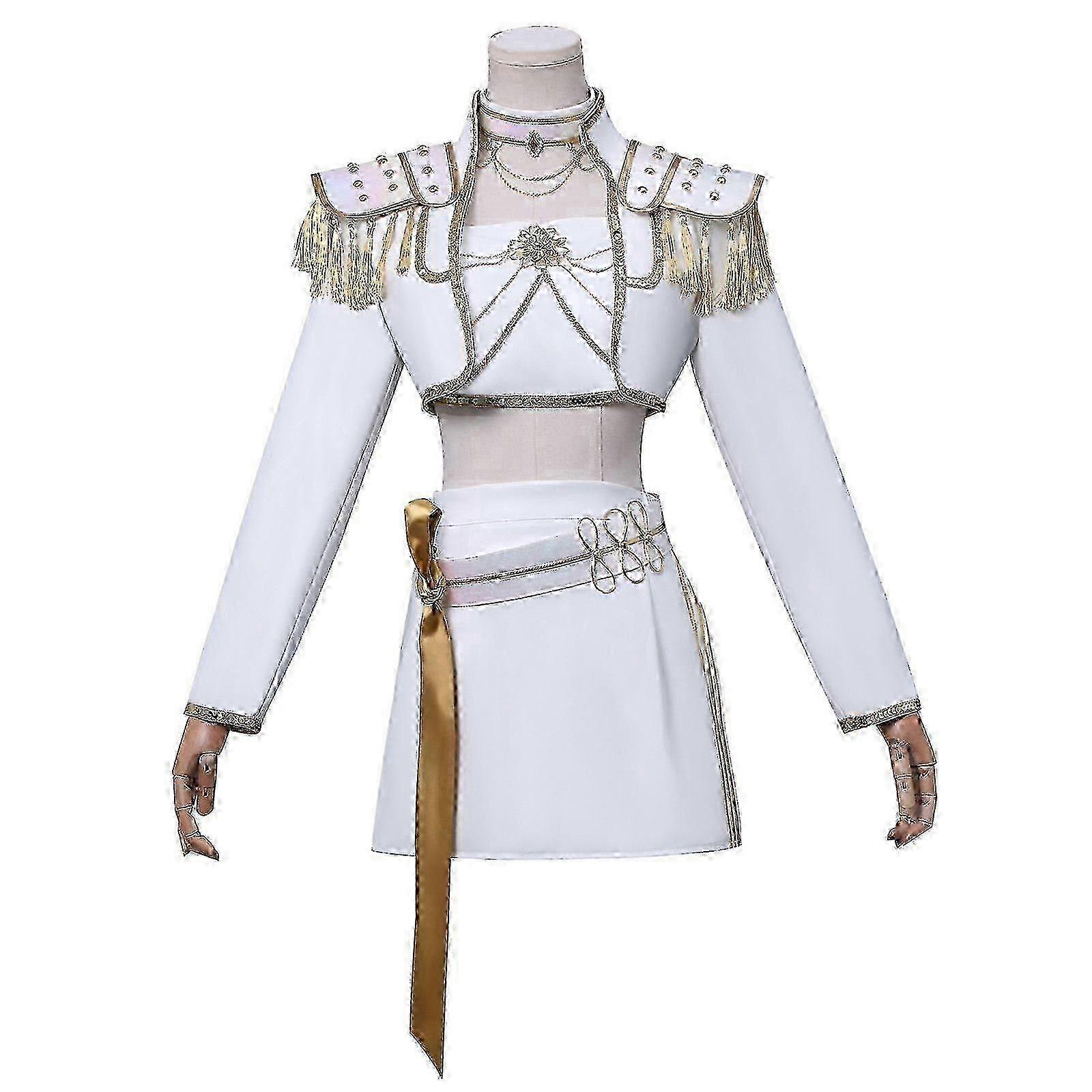 KPop デーモンハンターズミラハロウィンパーティーコスチューム女性用ホワイトコスプレセット