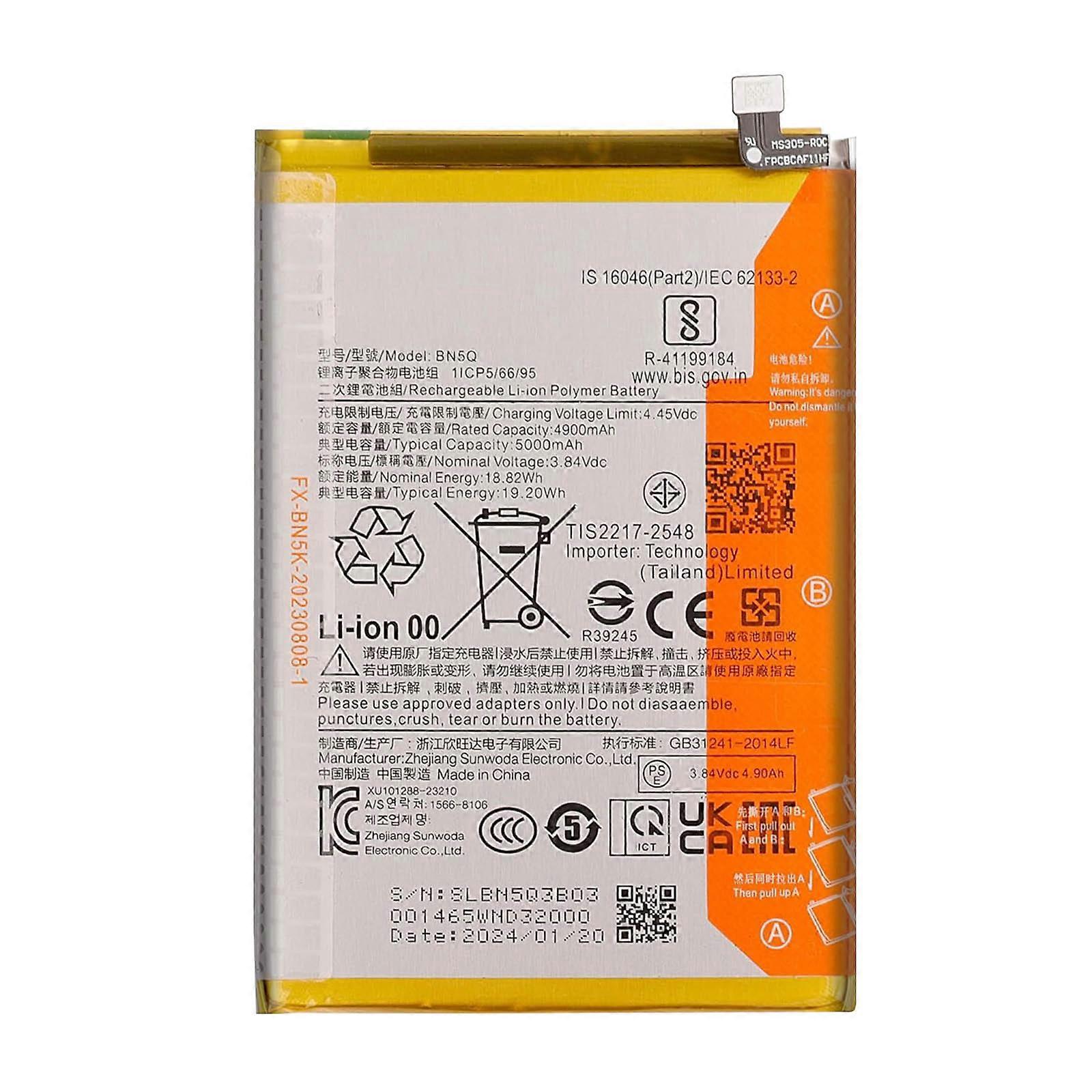 Replacement Battery for Redmi 13C BN5Q High Capacity 5000mAh, Silver