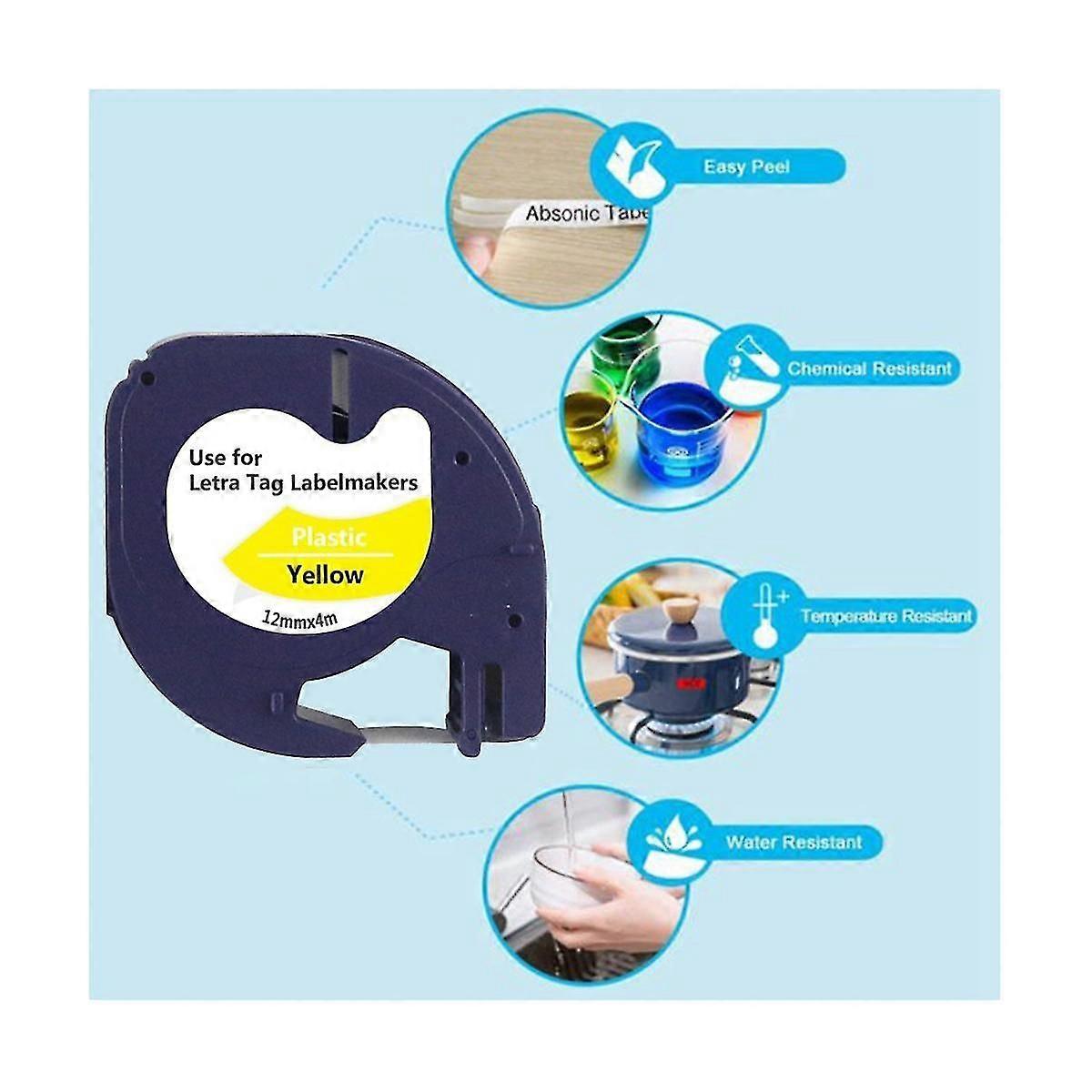 4pcs For Letratag Lt100h Lt100t Series Label Machine 91331 12mmx4m Coding Machine Label Thermal Pri