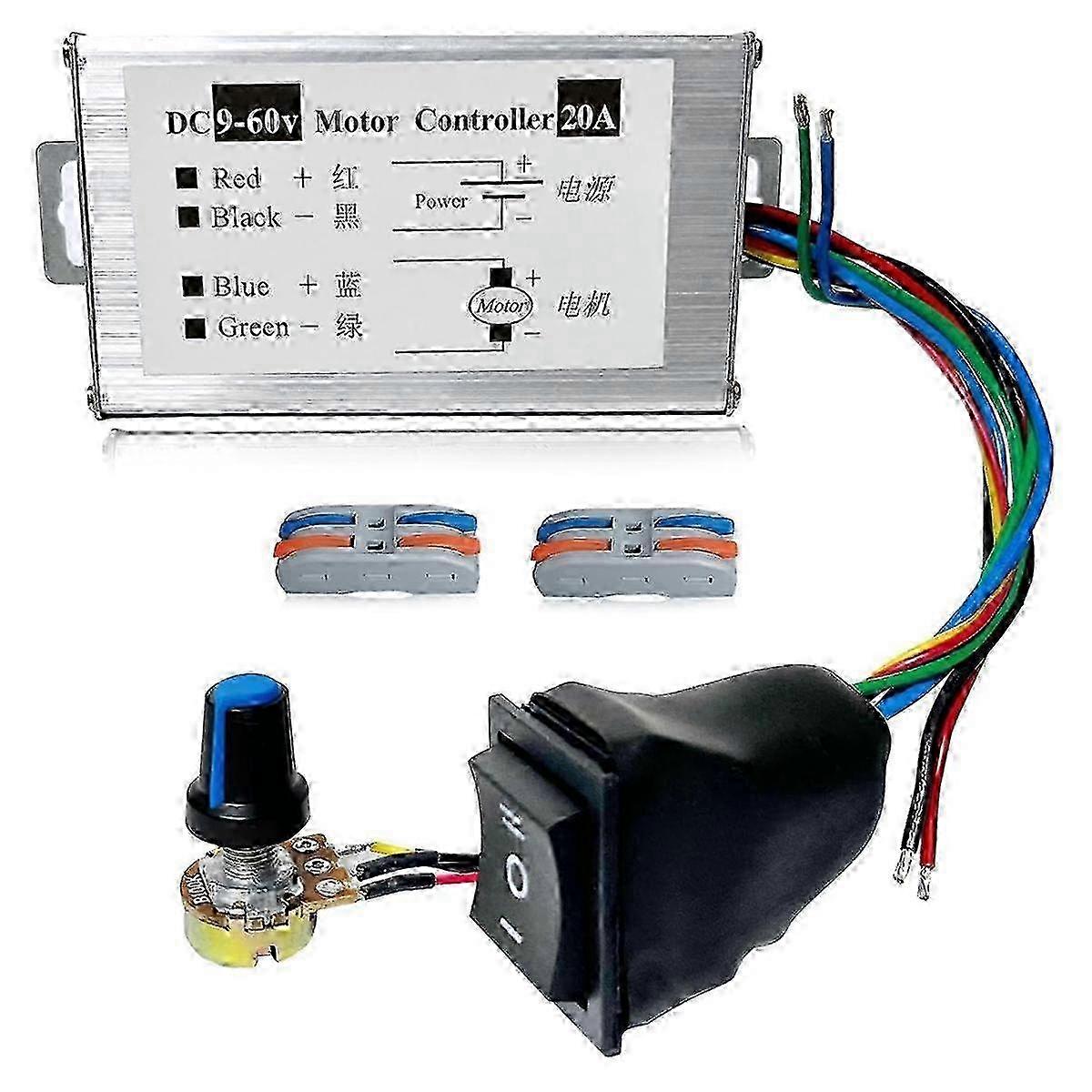 DC Motor Speed Controller,DC 12V 24V 36V 48V 60V Motor Pulse Width Modulator Regulator with CW/CCW Switch