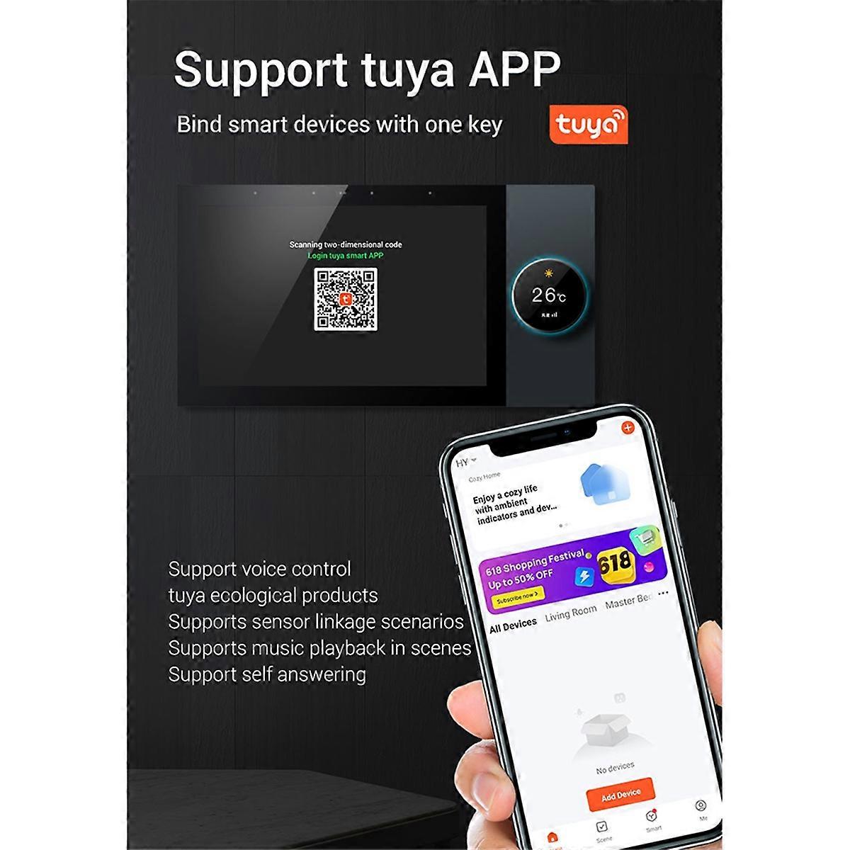 7 inch Android Tuya Smart Home-bedieningspaneel met draaiknop, ingebouwde E-Share Zigbee Hub WiFi-wandversterker