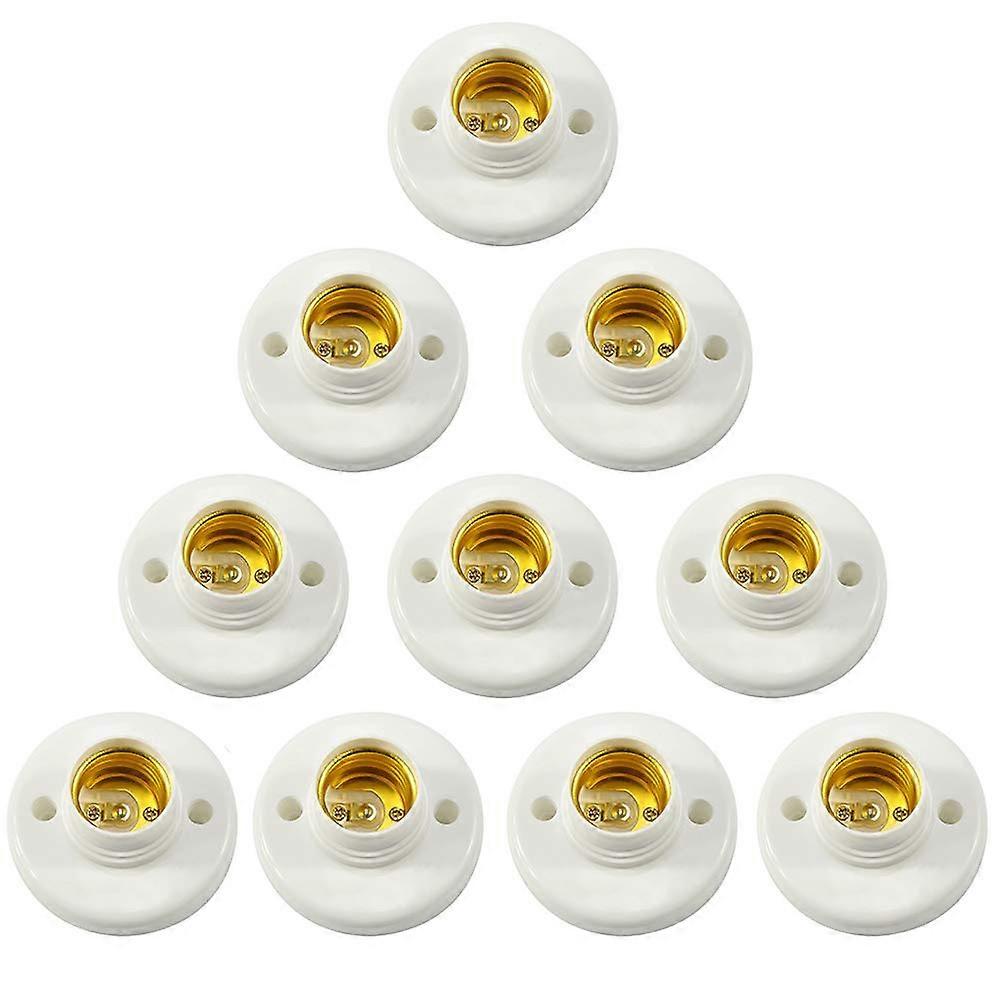 E27 Lamp Holder Plastic Screw Socket Wall Mounted LED Bulb Base Converter Adapter E27 Bulb Holders Plastic Round Screw Socket for Bulb Socket 10PCS