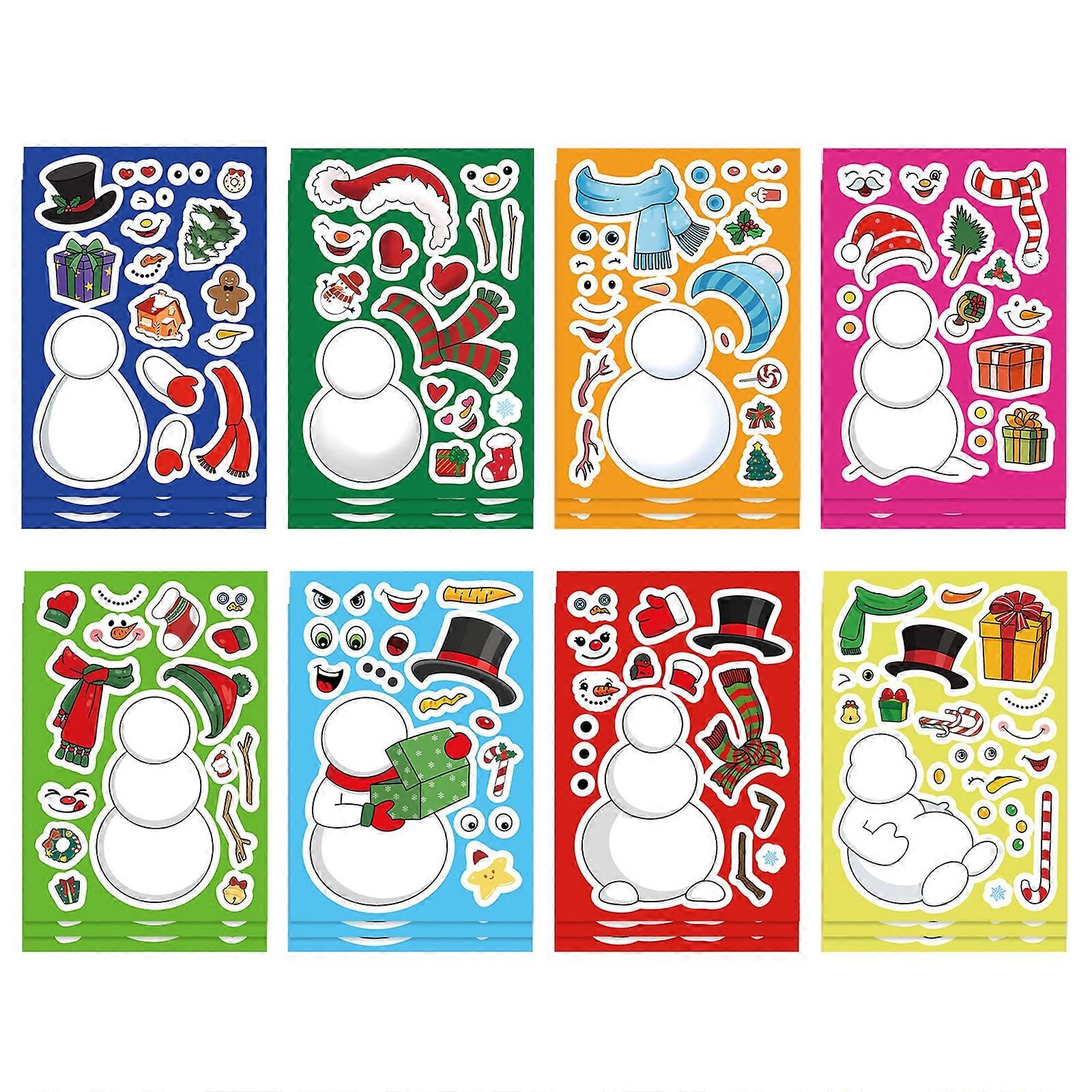 Reusable Snowman Pattern PVC Puzzle Stickers 24PCS Seasonal Decorative Skins For Digital Devices Multicolor