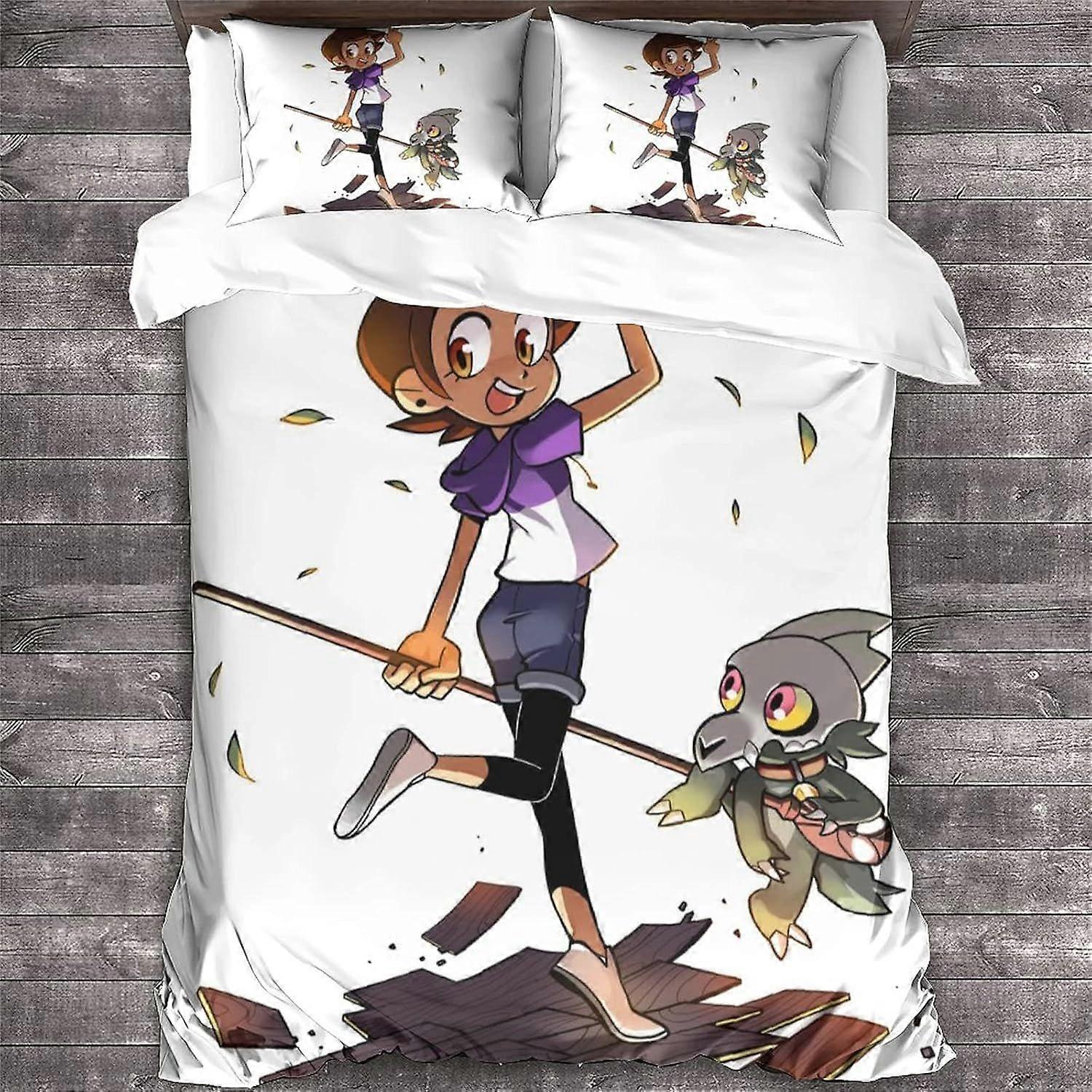 NOOFIE A Coruja Casa Edredom Capa 3D Animação Impresso Roupa de Cama Set 3Pcs Microfibra Animação Capa Colcha com Zíper Fechamento Duplo