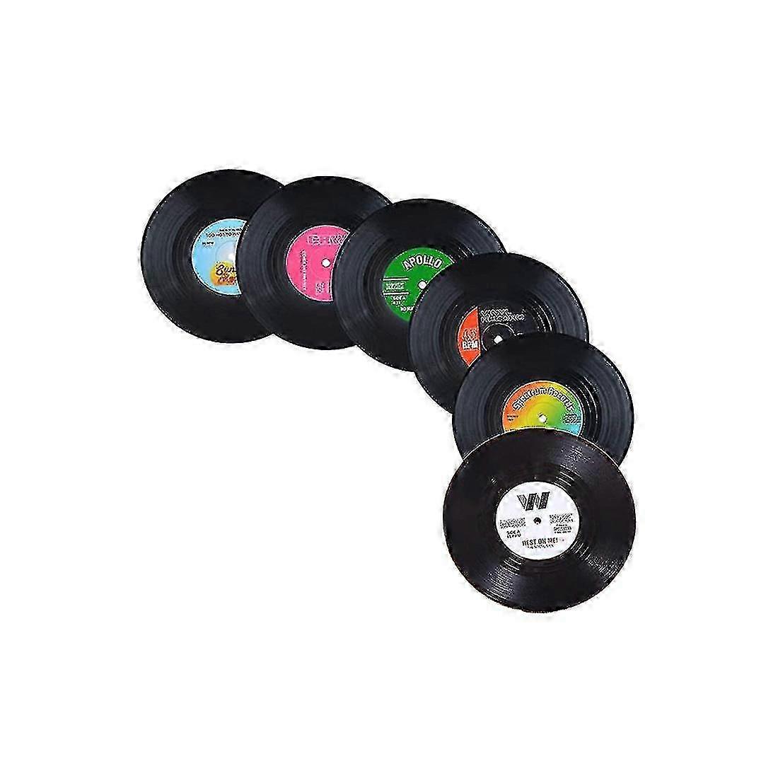 Coasters Set Of 6,drink Record Retro Disk For Drinks 26s