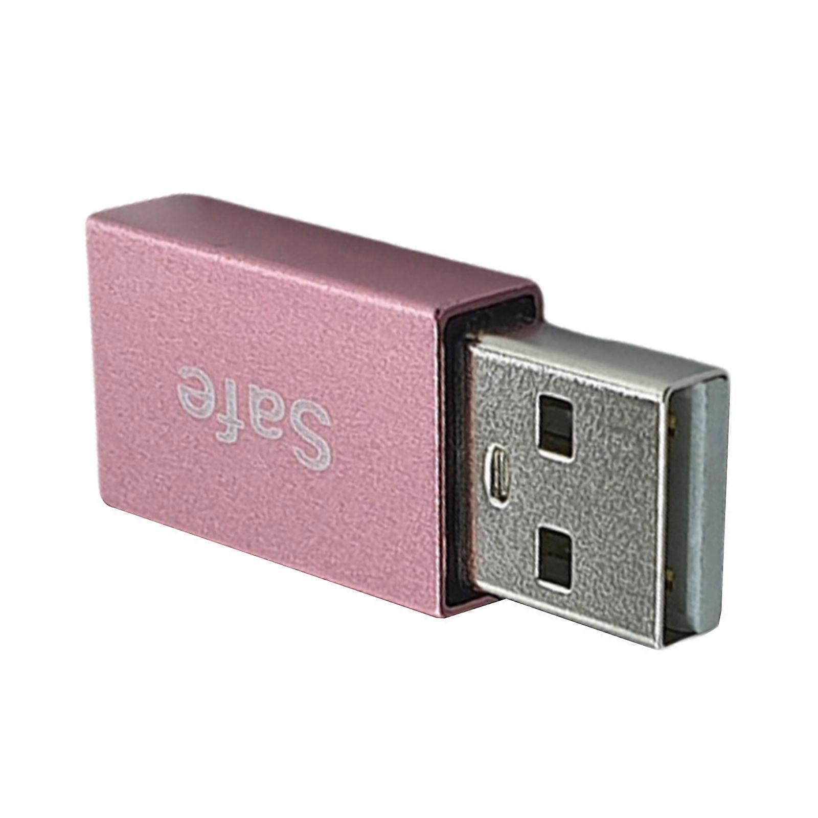 Universal USB Data Blocker USB Defender for Secure Charging Highly Power 5V/3A, Aluminum Casing Provide Safe Charging  Pink