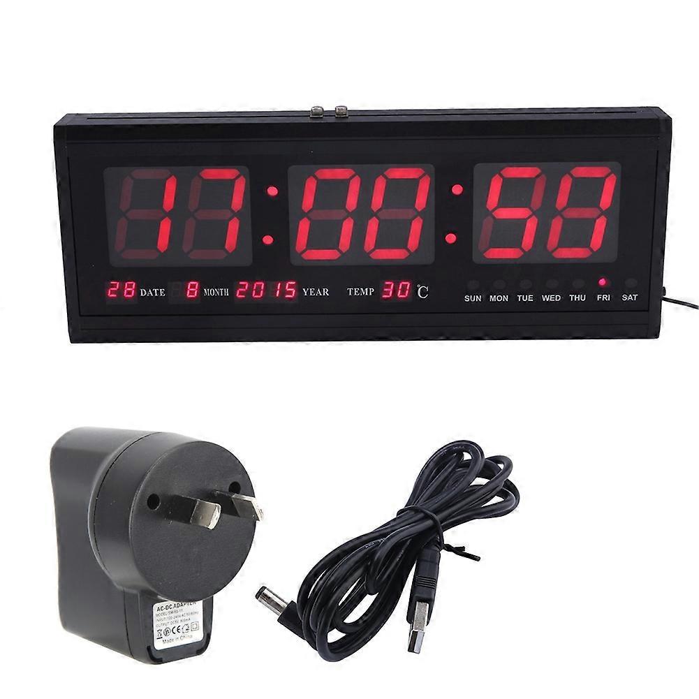 Large Digital LED Alarm Timer Clock Calendar Temperature Jumbo Display Wall Mount Red