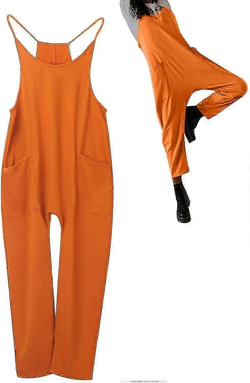 Women's Sleeveless Romper - Oversized Jumpsuit with Pockets