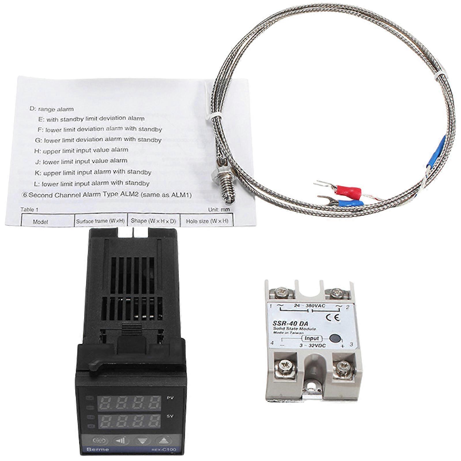 Digital PID Temperature Controller REX-C100 PID Thermostat Temperature Controller Digital 40DA SSR Relays K Thermocouple Multicolor
