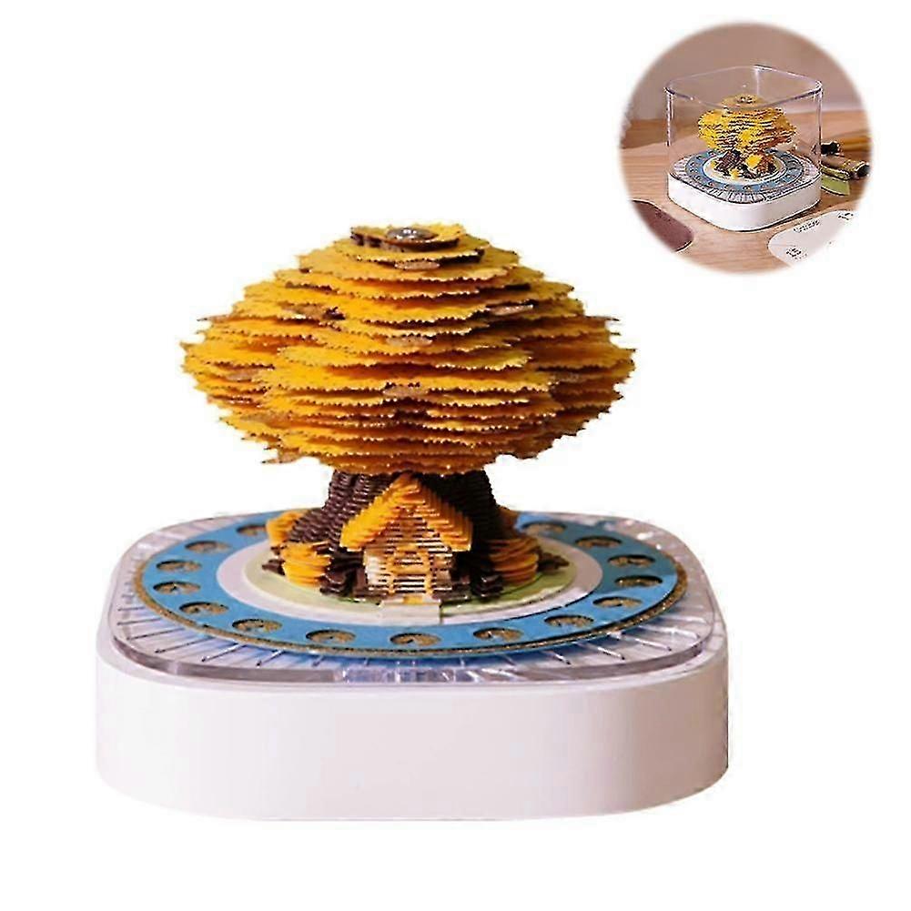 Panoramic Gilded Tree 3D Memo Pad LED Desk Calendar Decor Notes Bookmark