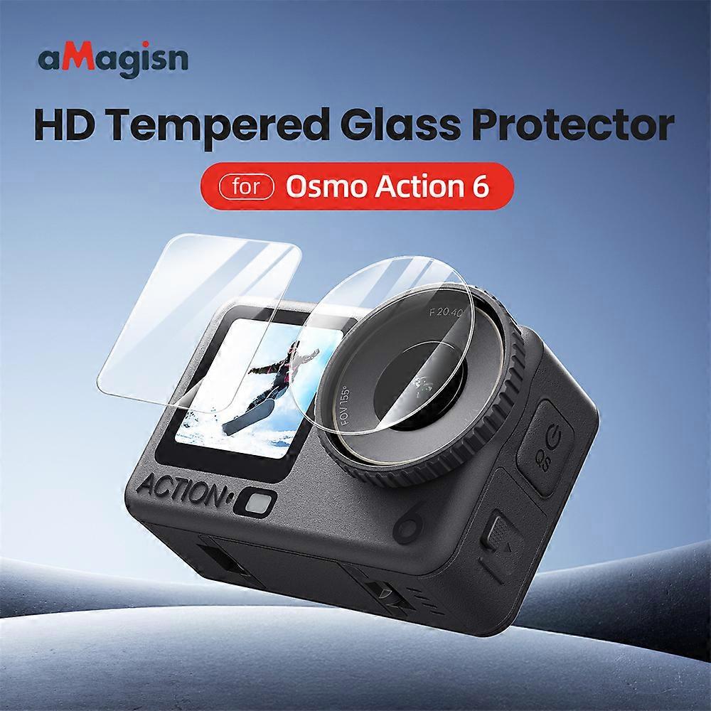 2pc Camera Lens Tempered Glass Screen HD Protector Kit for DJI ACTION 6