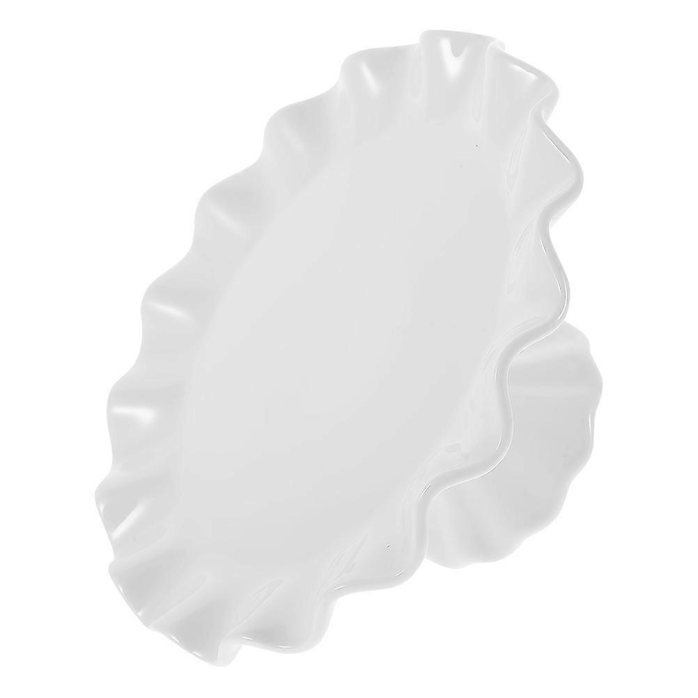 Cake Display Tray Ceramic Round Fruit Tray Party Use Modern Style White 1Pack