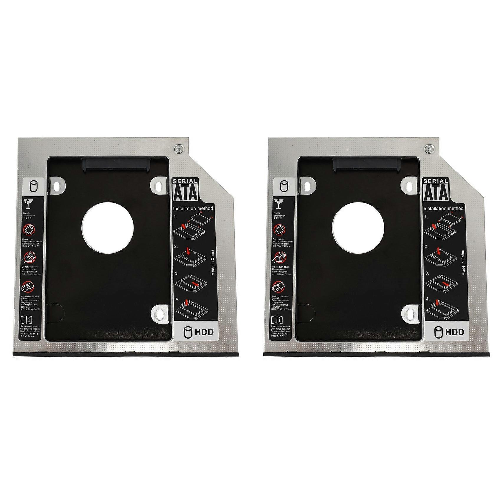2X Hard Drive Caddy Tray 9.5mm Universal SATA 2Nd HDD HD SSD Enclosure Hard Drive Caddy Case Tray(for SSD and HDD)