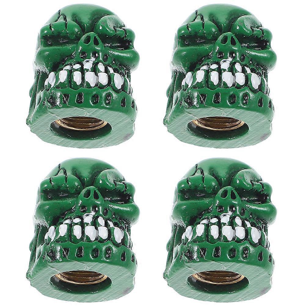 Skull Tire Valve Stem Caps for Car Use with Leak-Proof Function 4Pcs Set