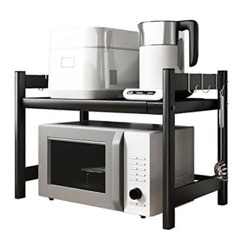 Microwave Oven Rack Adjustable Kitchen Storage Shelf for Countertop with Rice Cooker Space Saving