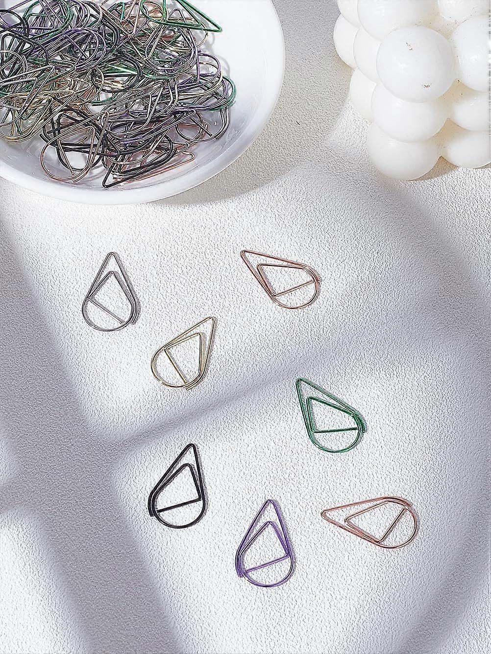 60Pcs Colorful Paper Clips Reusable Teardrop Clips Mixed Color Metal Coated Paperclips for Paperwork Office School Folders Bookmarks DIY Albums and Pe