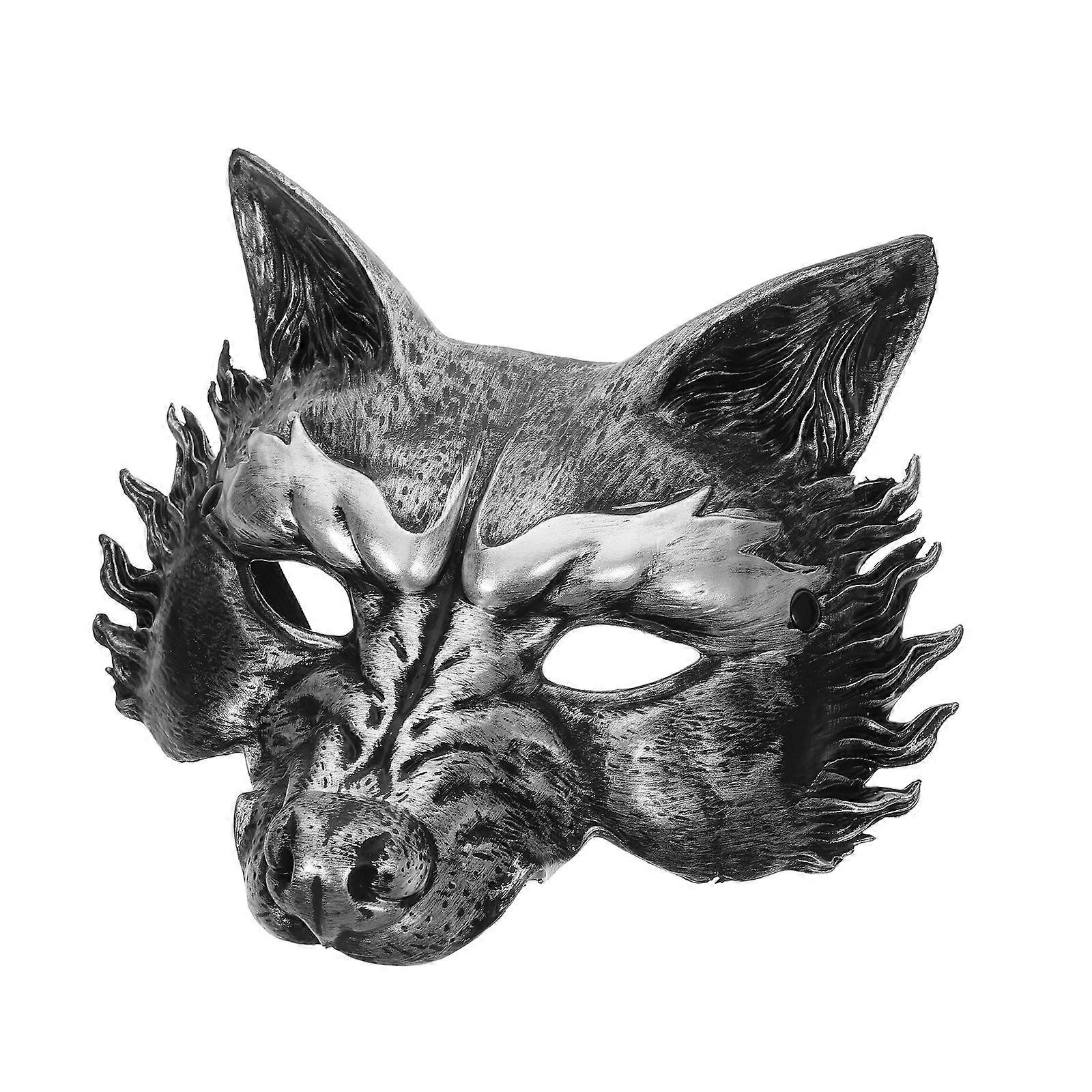 Silver Realistic Wolf Mask for Decoration Made from Foam