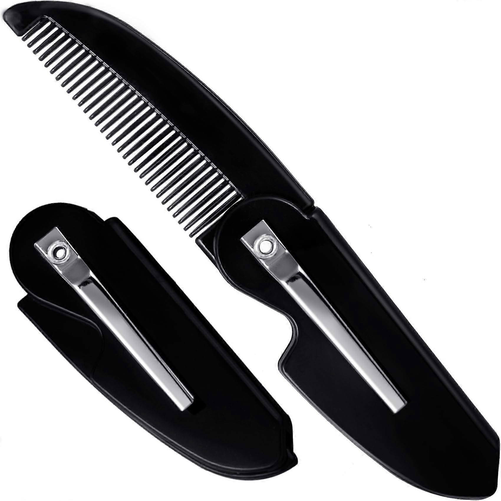 Folding Mustache Comb for Men with Rounded Fine Teeth, Pocket Beard Comb for Grooming and Styling