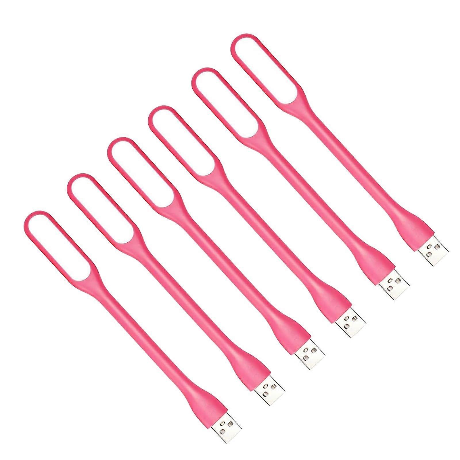 USB LED Light 6 Pack Pink, Flexible 360° EyeFriendly Lamp for Laptop Keyboard and Power Bank