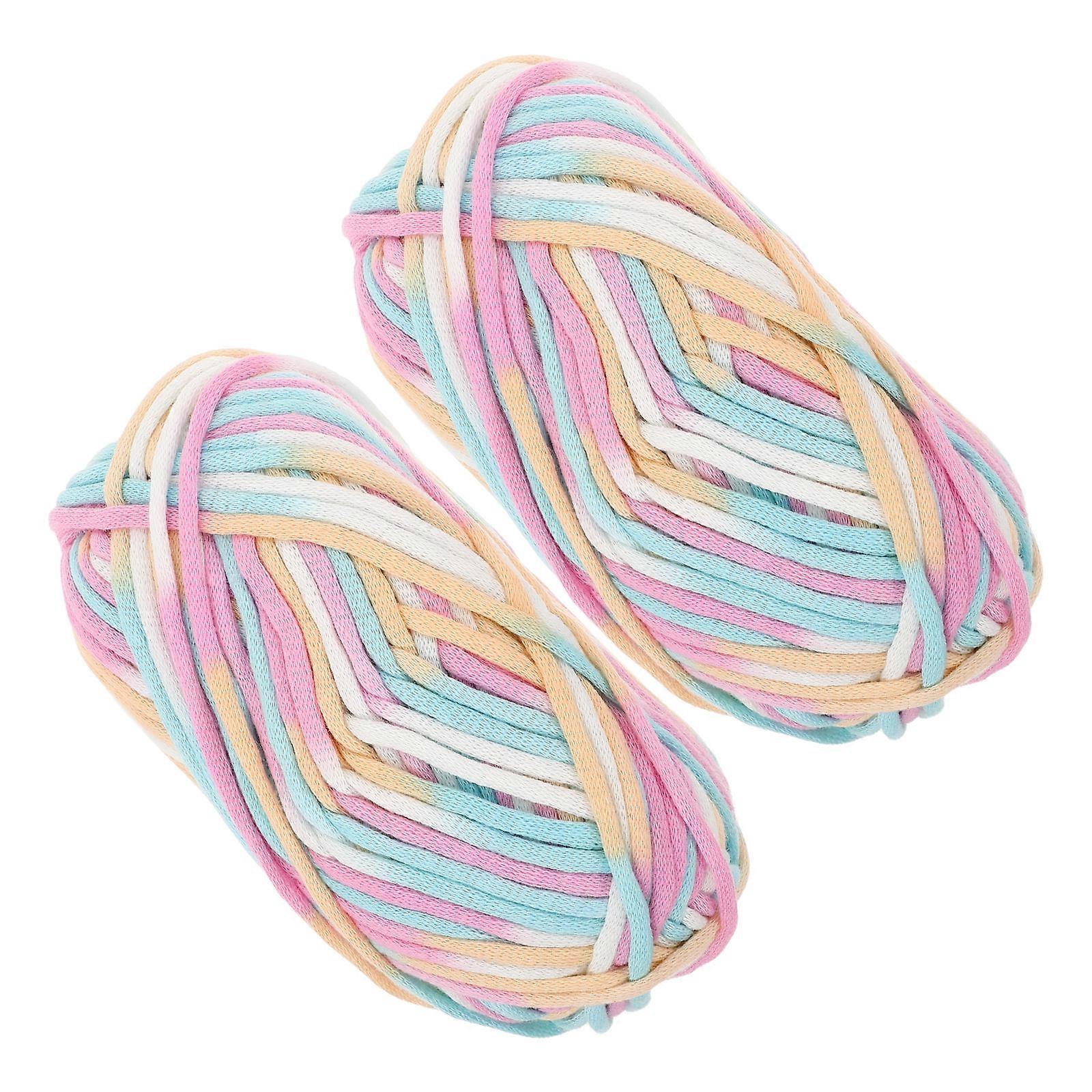 Multi-Color Cotton Nylon Yarn for Crocheting with 2Pcs Knitting Thread Set