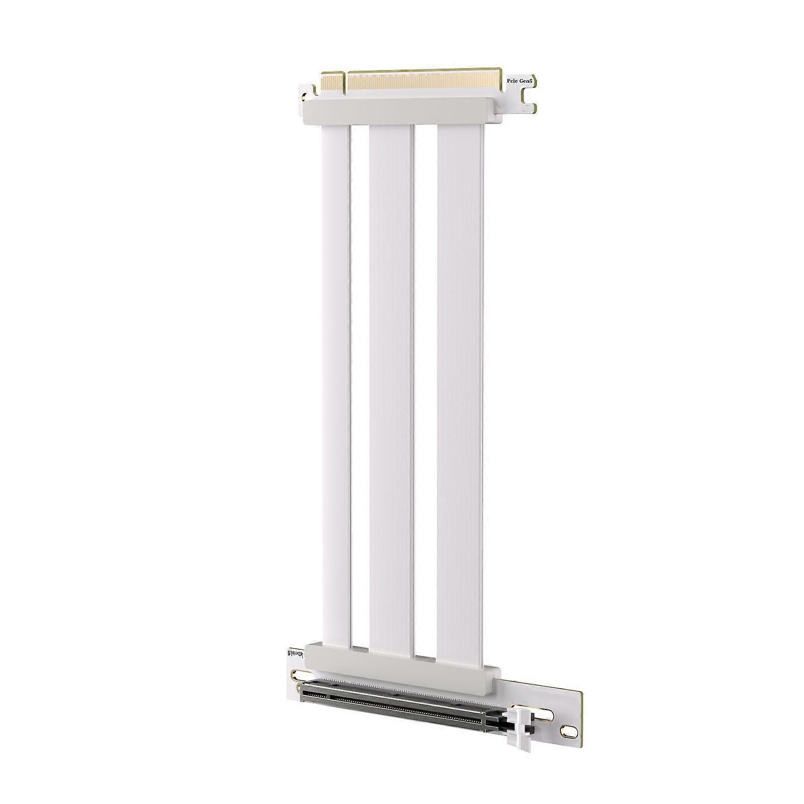 90 Degree Right Angle PCIe 5.0 x16 GPU to Motherboard Adapter Supporting 32GT/s Speed Easy Installation Space Saving  White