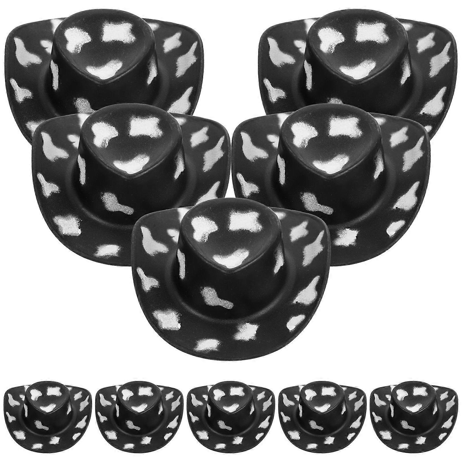 Mini Cowboy Hat Toy Plastic Miniature Accessory for Decoration 10Pcs
