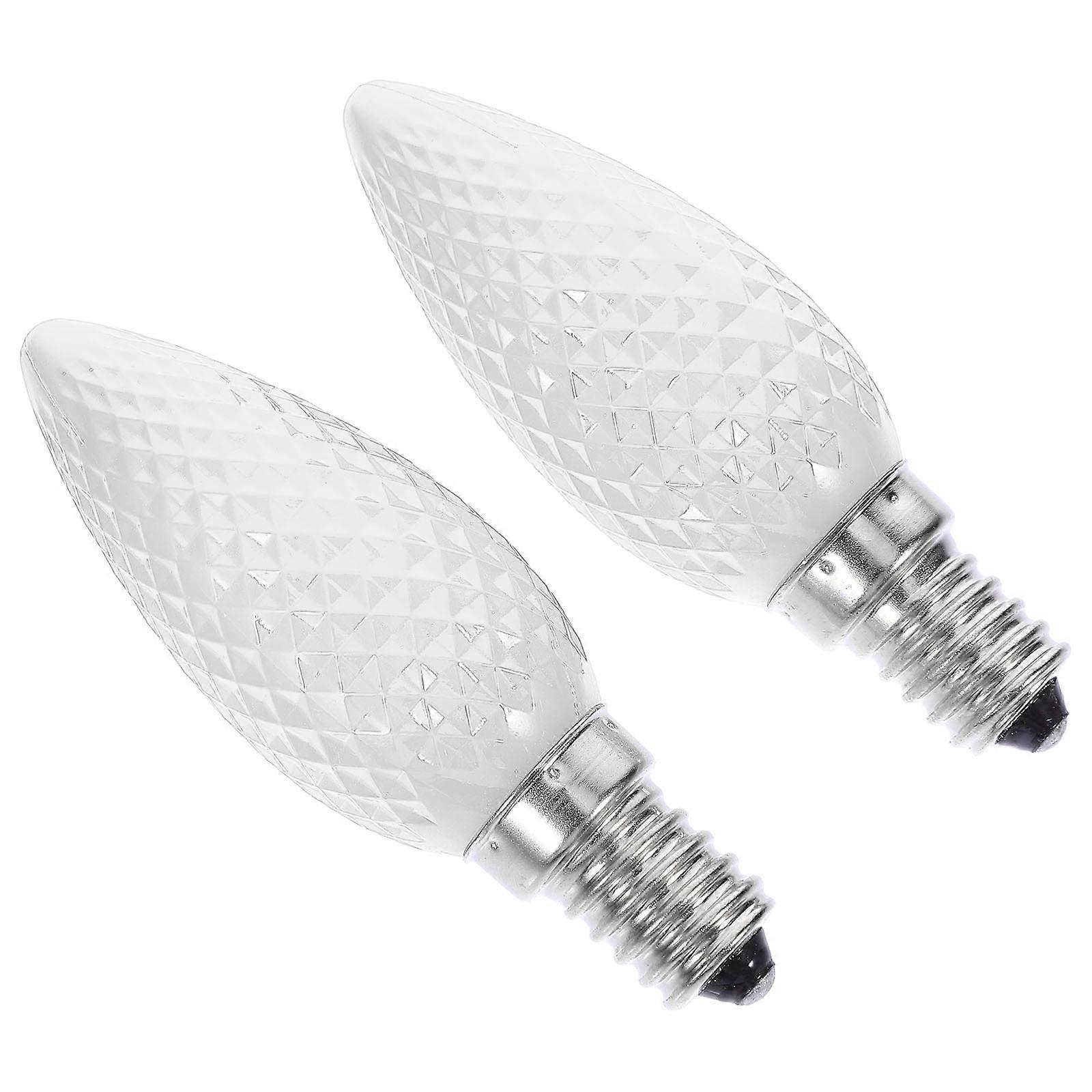 Pattern LED Candle Bulb White Light for Decoration 2Pcs E14 Socket