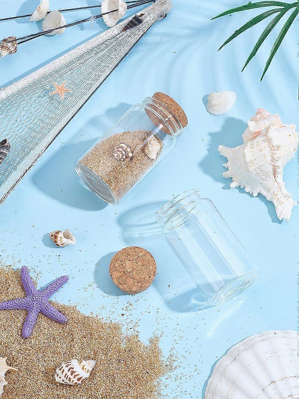 2Pcs 100ml Empty Glass Bottle Wishing Bottles with Cork Stopper Clear Column Glass Jars with Cork Stoppers for DIY Art Crafts Projects Decoration Part