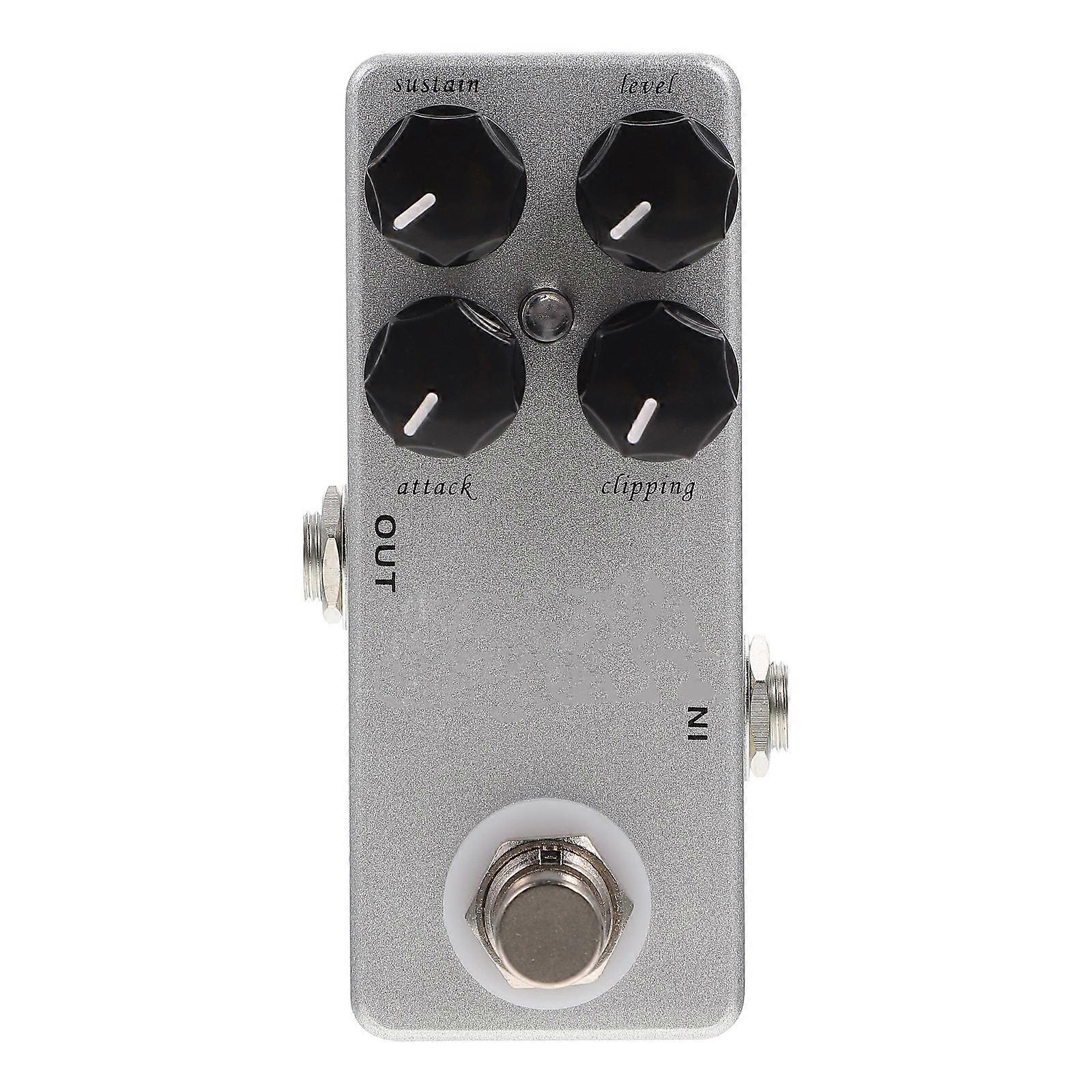 Durable Silver Overload Effector for Guitar Use with True Bypass Switching and Noise Reduction