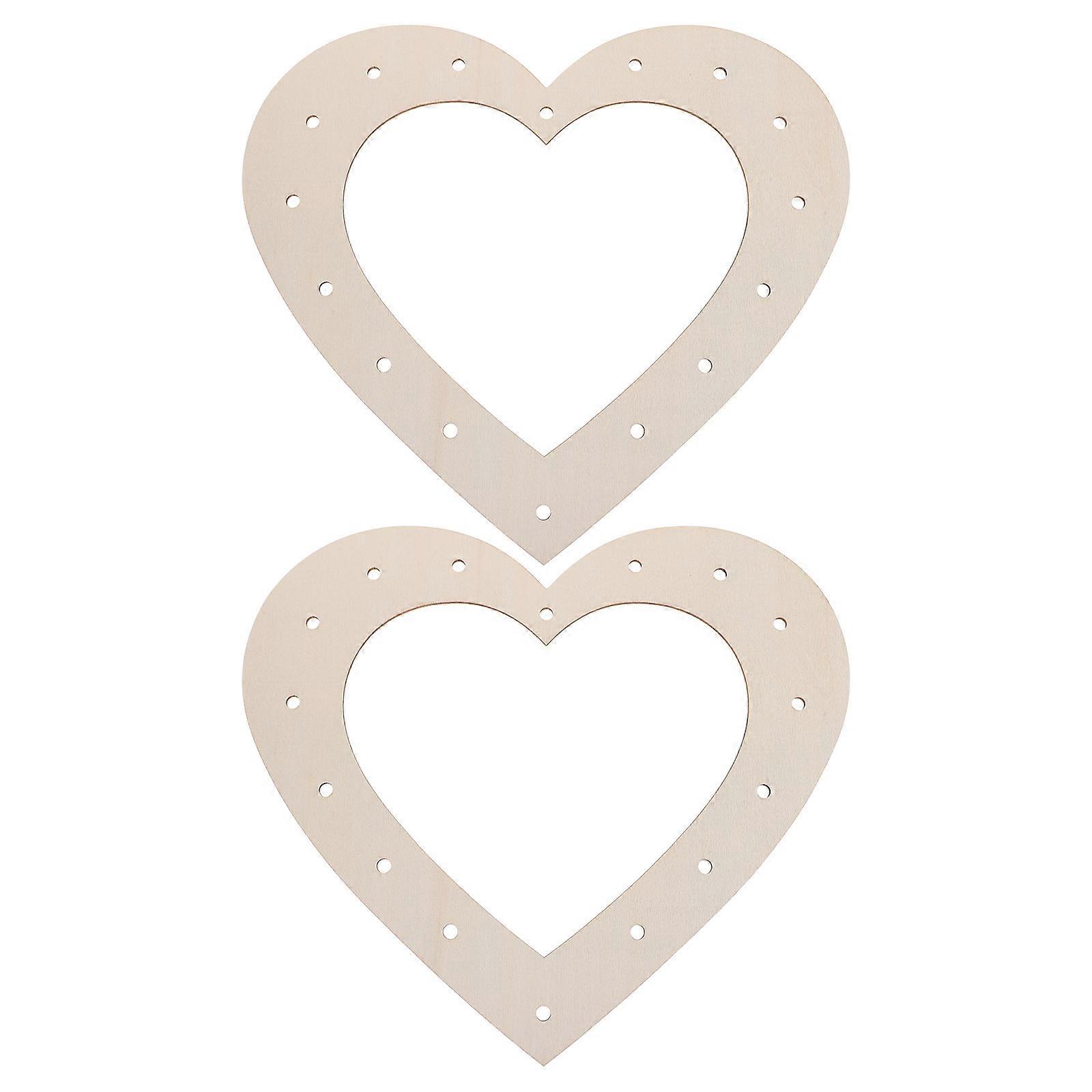 Wooden Heart Shaped Wreath Frame for Decoration Use Beige Color Sturdy Material Perfect for DIY Projects 2 Pieces