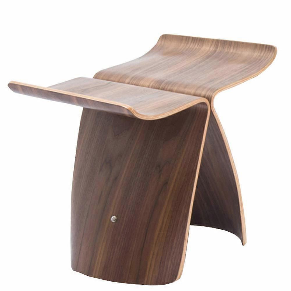 Solid Wood Shoe Bench Arc Design  Load Capacity for Entryway or Living Room Walnut 44x31x40cm
