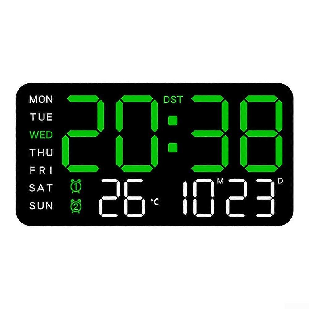 Digital Wall Clock with Temperature Date Display, Voice Control, 5Level LED Brightness, Home Office