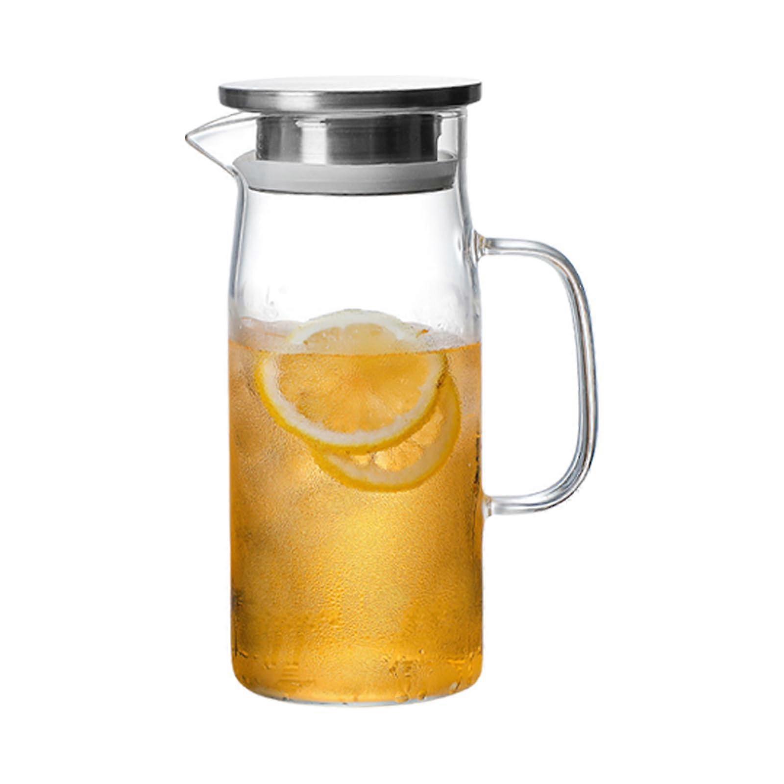 Glass Pitcher with Lid, Borosilicate Heat Resistant Leak Proof for Hot and Cold Drinks