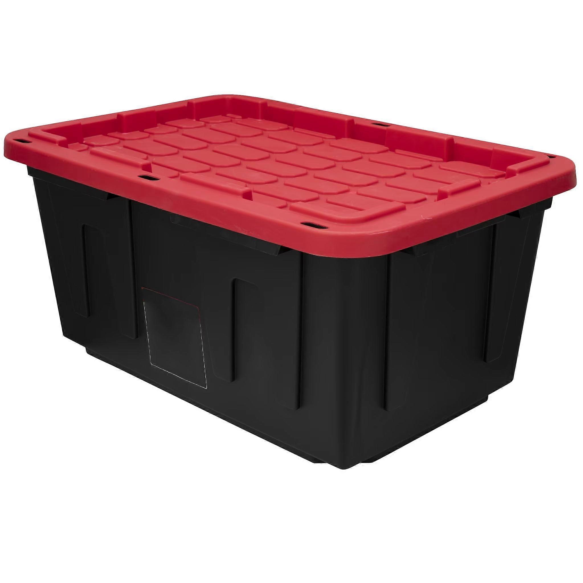 27 Gallon Plastic Storage Bin with Secure SnapFit Lid, Heavy Duty Stackable Large Container