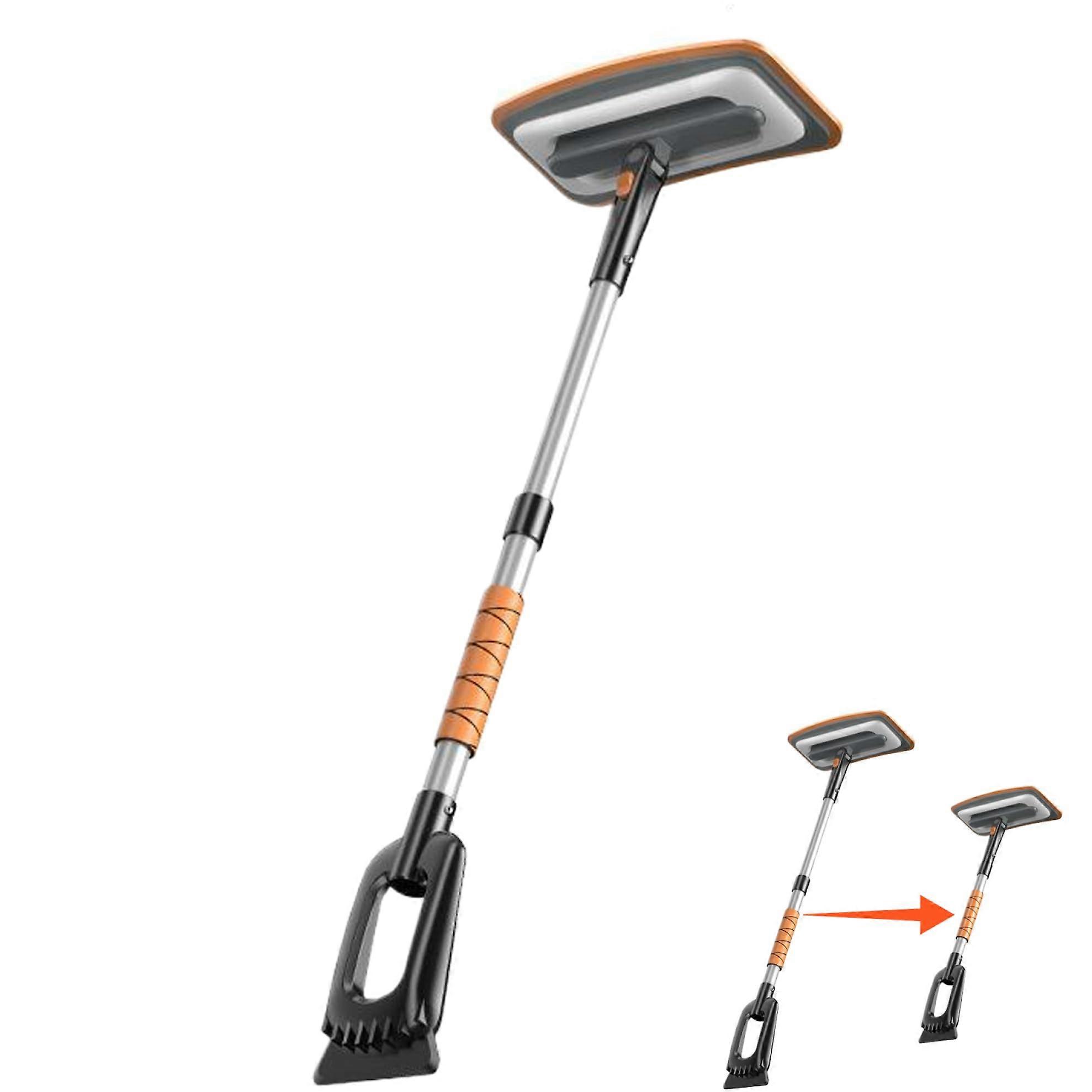 Car Snow Brush with Ice Scraper, 360° Rotating Head, Extendable Handle for SUV and Truck Winter Use