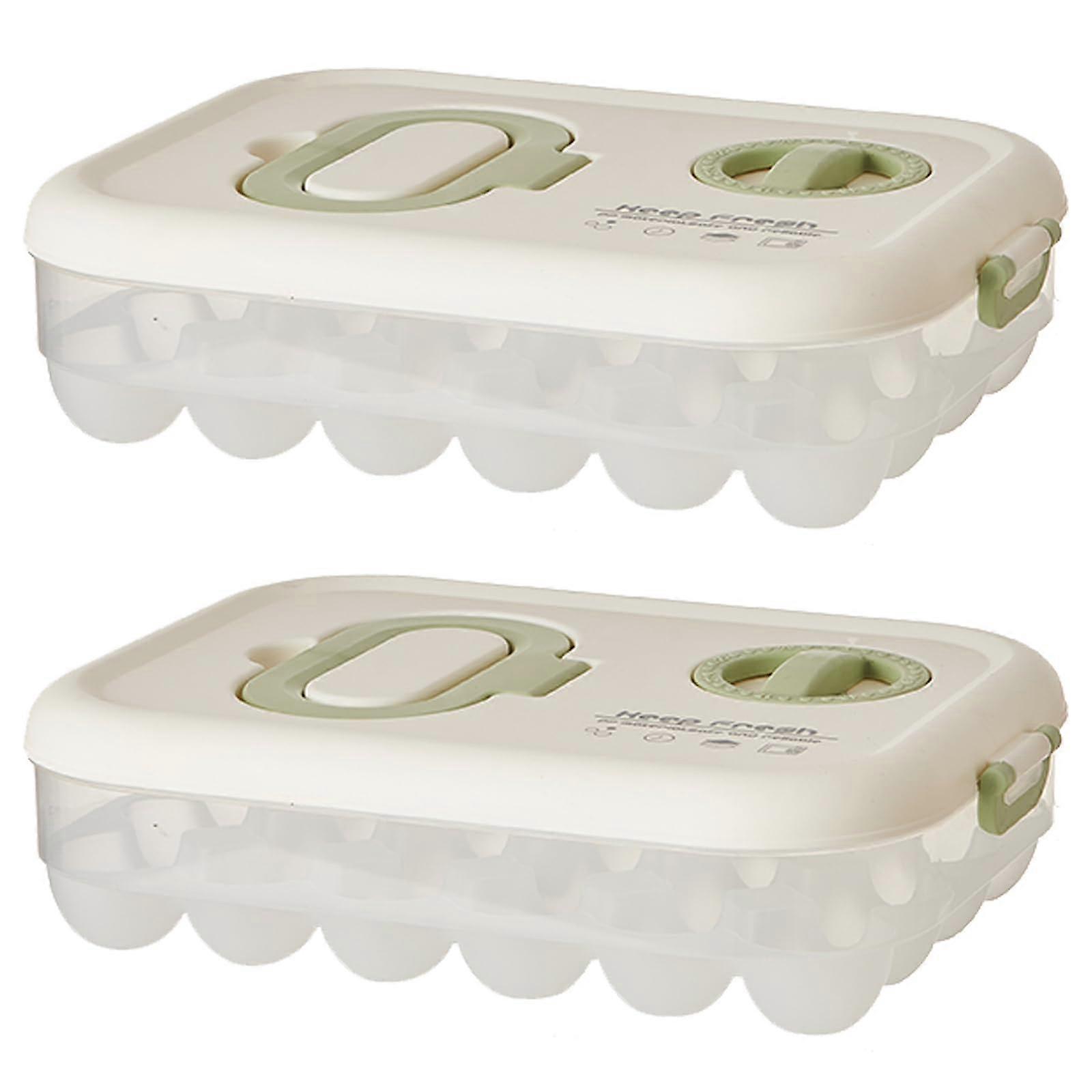 Egg Storage Container 24 Count with Lid Stackable Refrigerator Egg Organizer Pack of 2