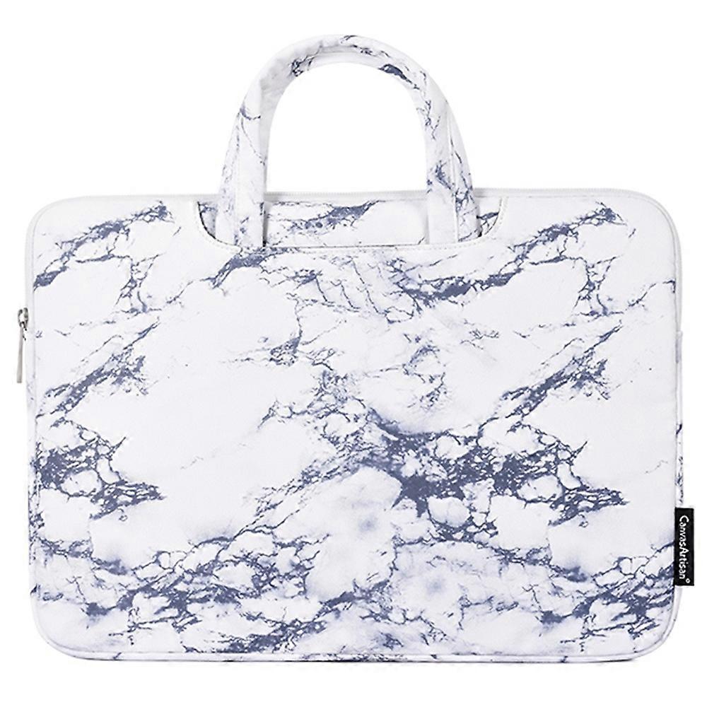 CANVASARTISAN H32-B01 14-inch Notebook Handbag Marble Pattern Shockproof Laptop Bag Case